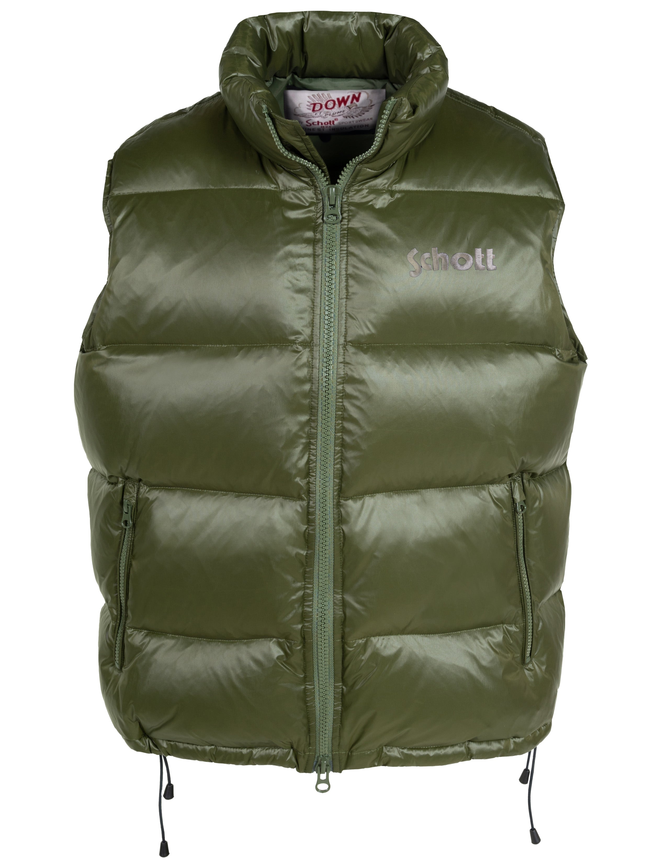 Brook Big Pocket Nylon Vest カーキ色 9264DV - Schott NYC - Nylon Down Filled Vest – Schott N.Y.C.