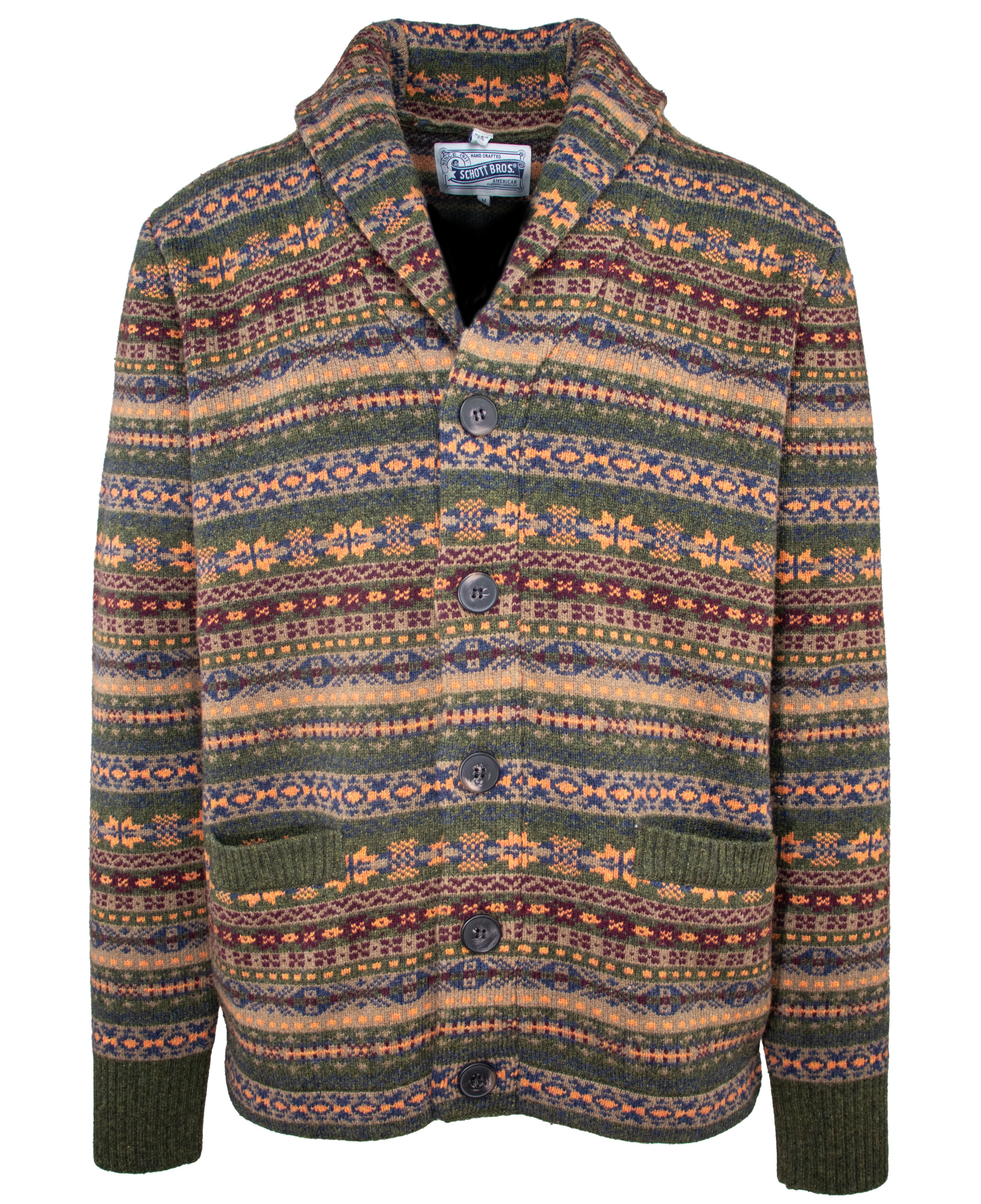 SW2129 - Wool Blend Fair Isle Cardigan – Schott N.Y.C.