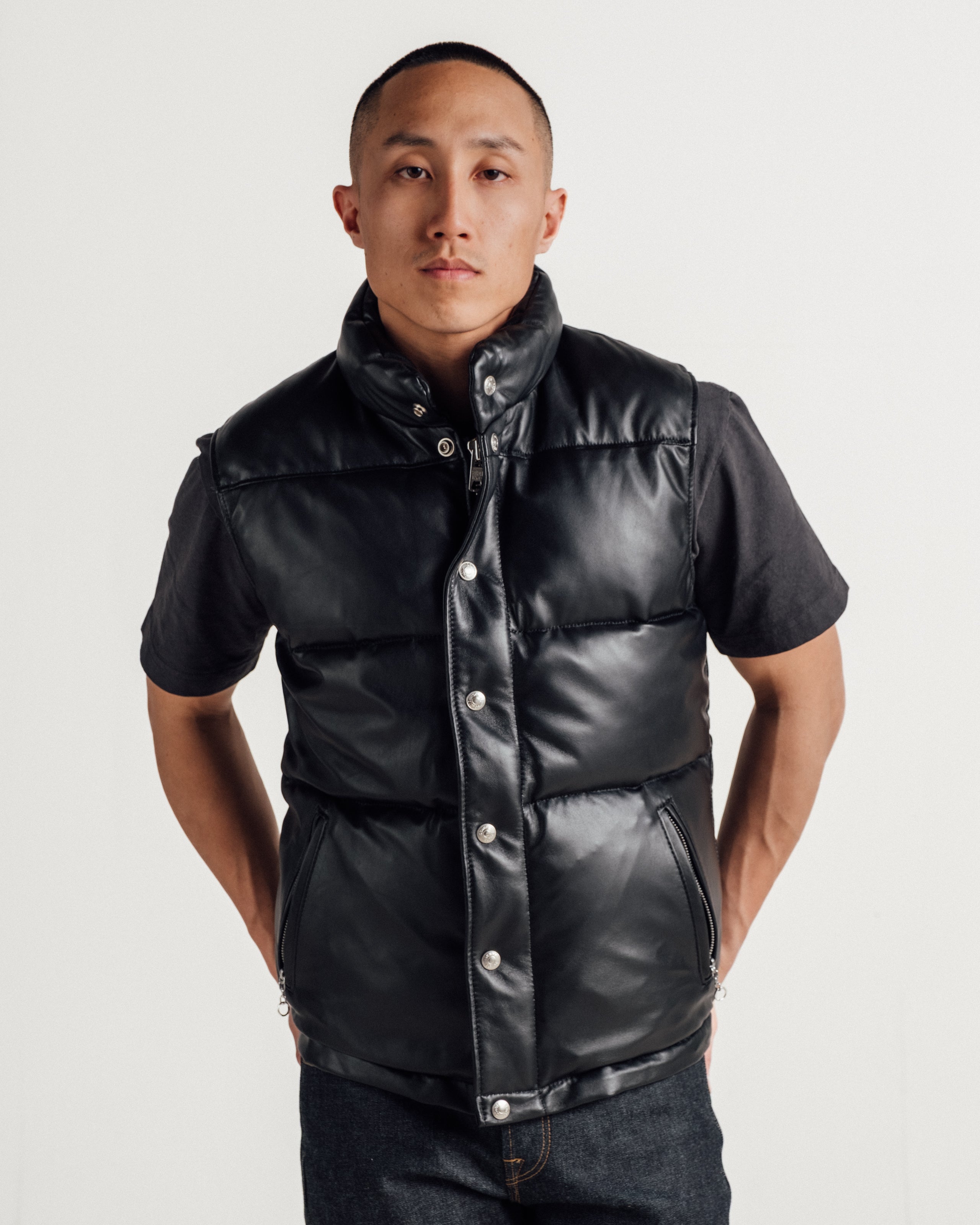 トップス SCHOTT LEATHER DOWN VEST 204DV | Down Filled Lambskin Vest – Schott N.Y.C.