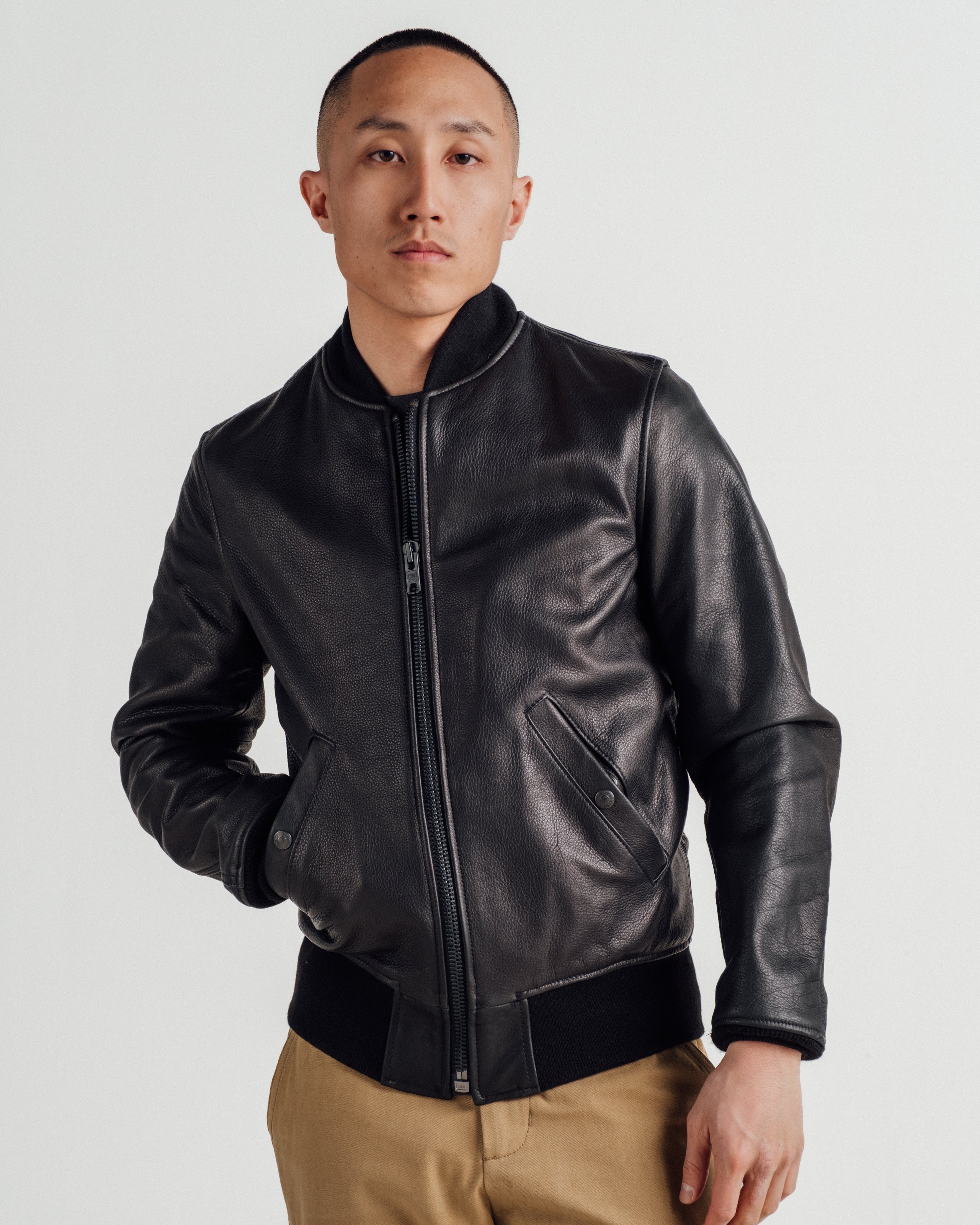 237 | Lightweight Natural Pebble Cowhide MA-1 Bomber Jacket