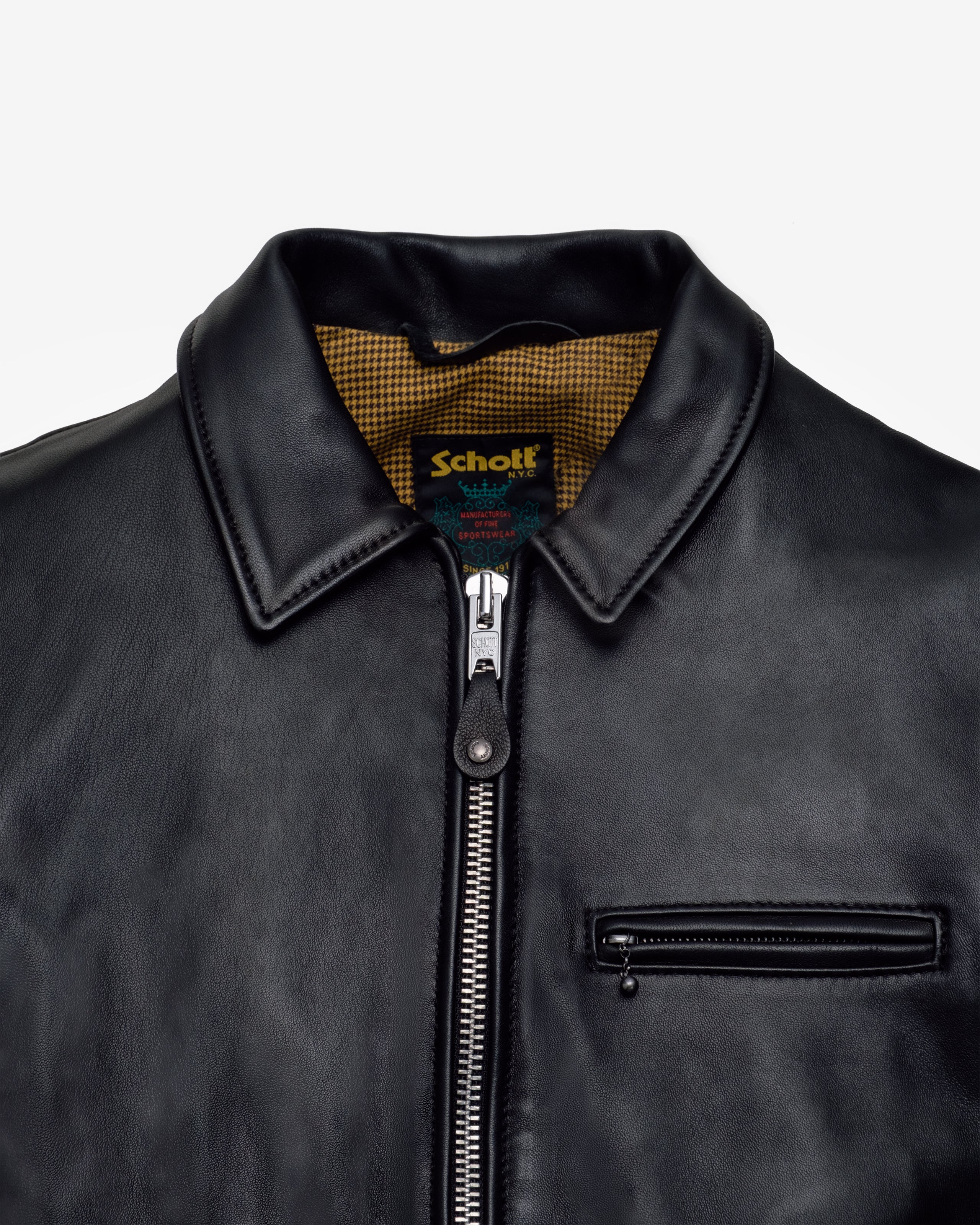 Schott ブラックレザージャケット 246 - Soft Touch Lambskin Delivery Jacket – Schott N.Y.C.