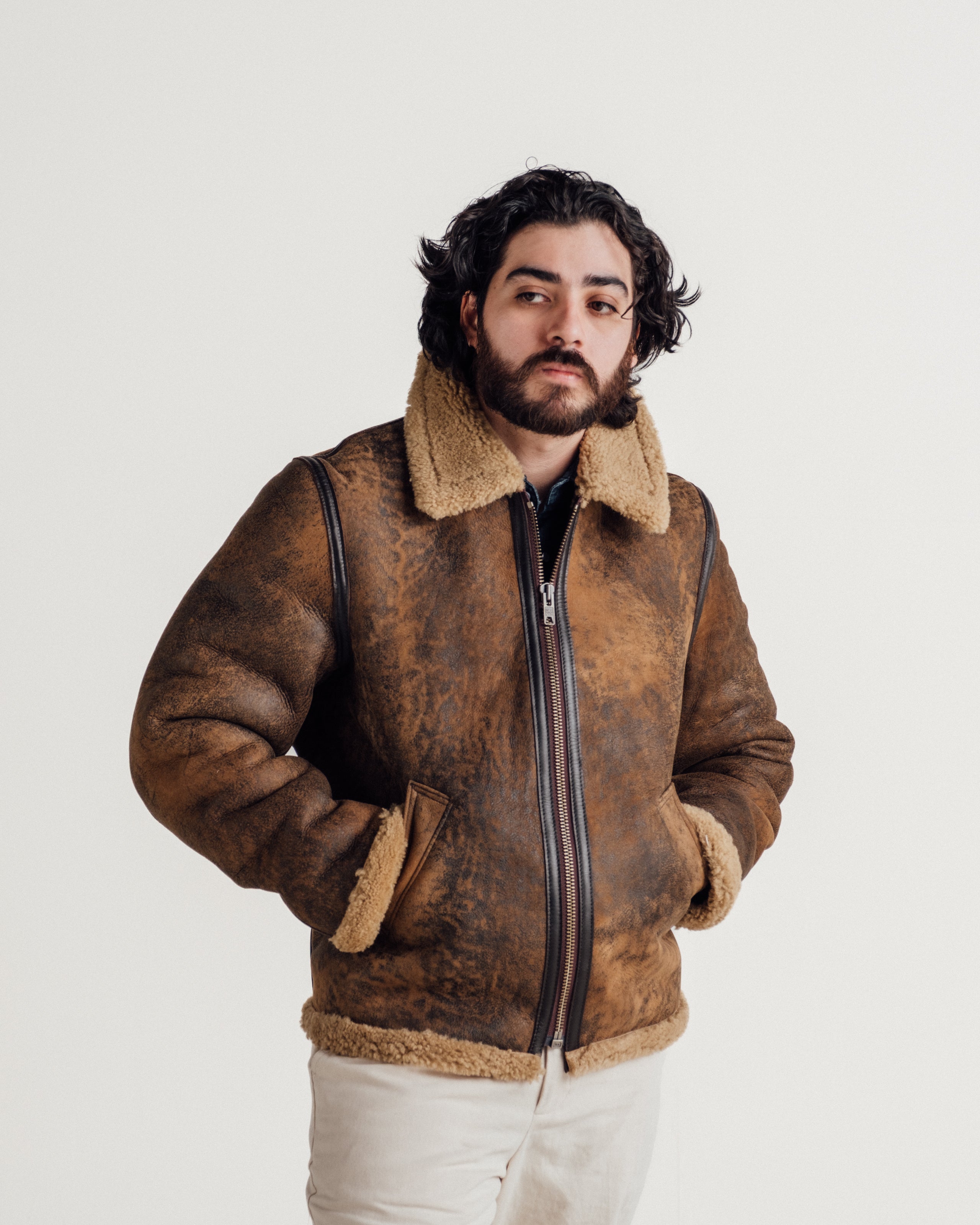 256S - ANTIQUE BROWN SHEEPSKIN JACKET – Schott N.Y.C.