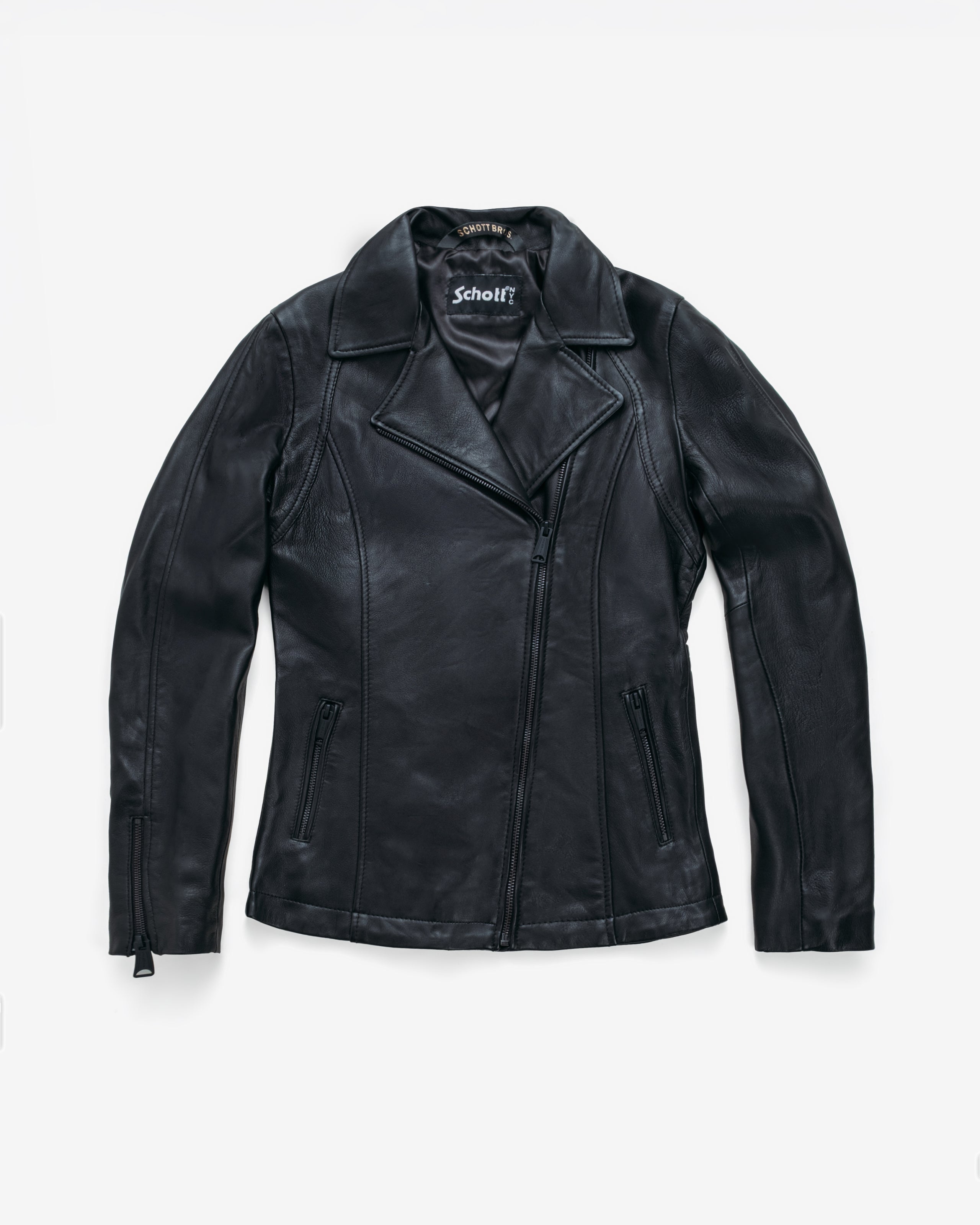 Schott 黒 レザージャケット 2909W - Long Lambskin Moto Jacket – Schott N.Y.C.