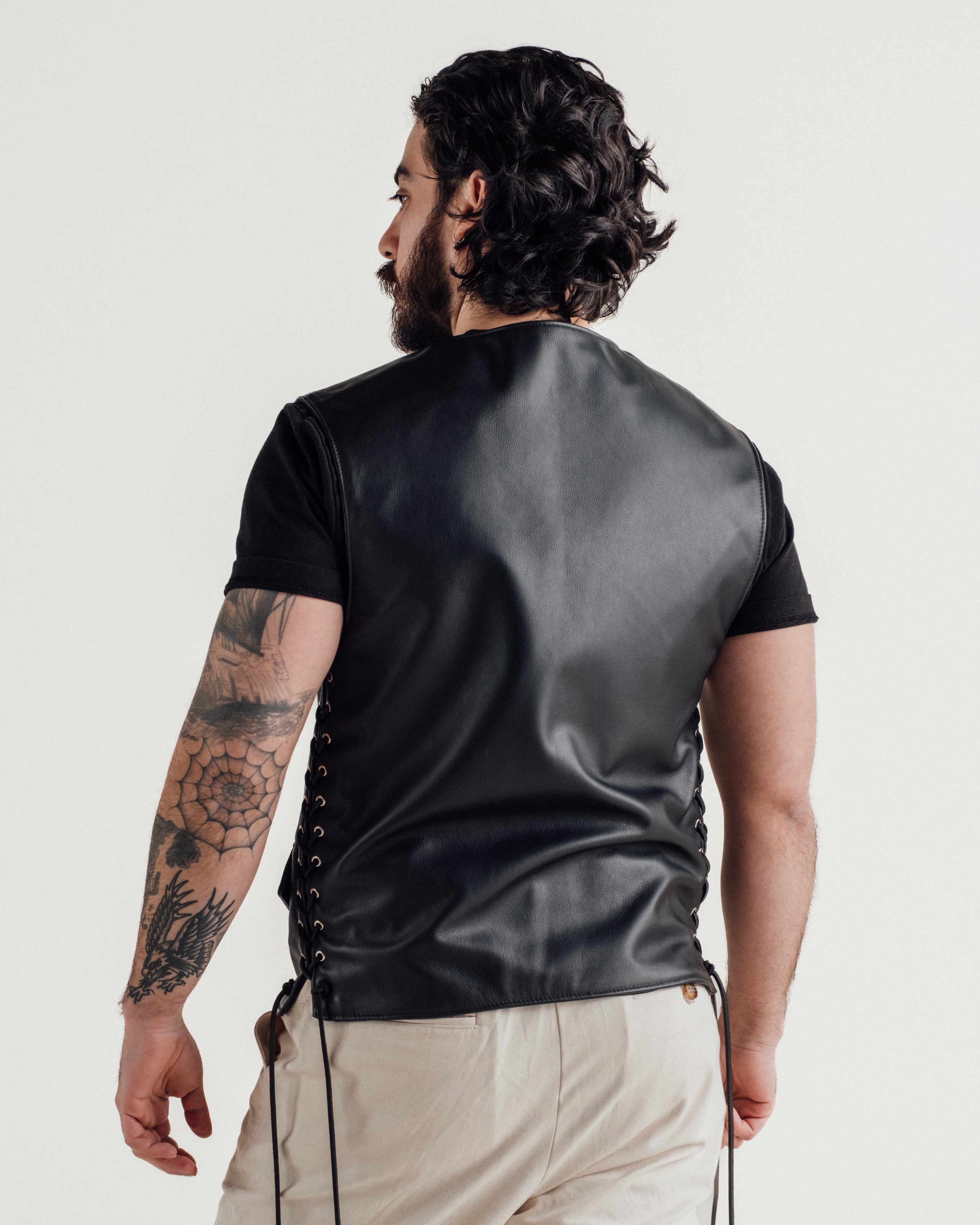 515V | Laced Genuine Pebbled Cowhide Club Vest – Schott N.Y.C.