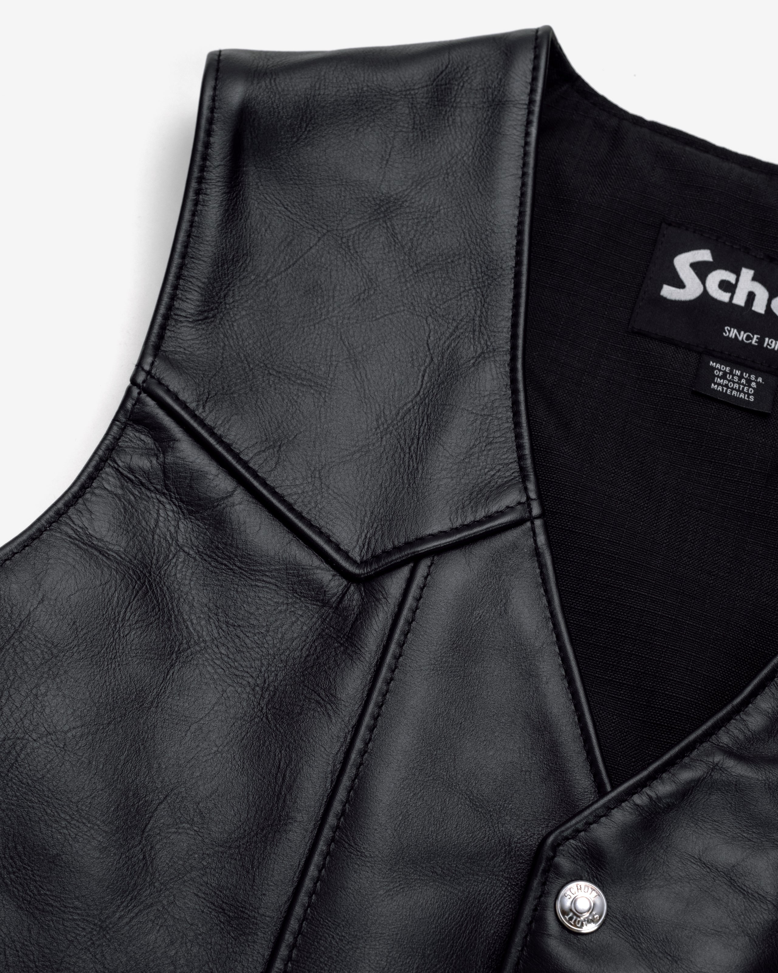 トップス SCHOTT LEATHER DOWN VEST Schott Down Filled Lambskin Vest - Black 204DV | Men's and women's
