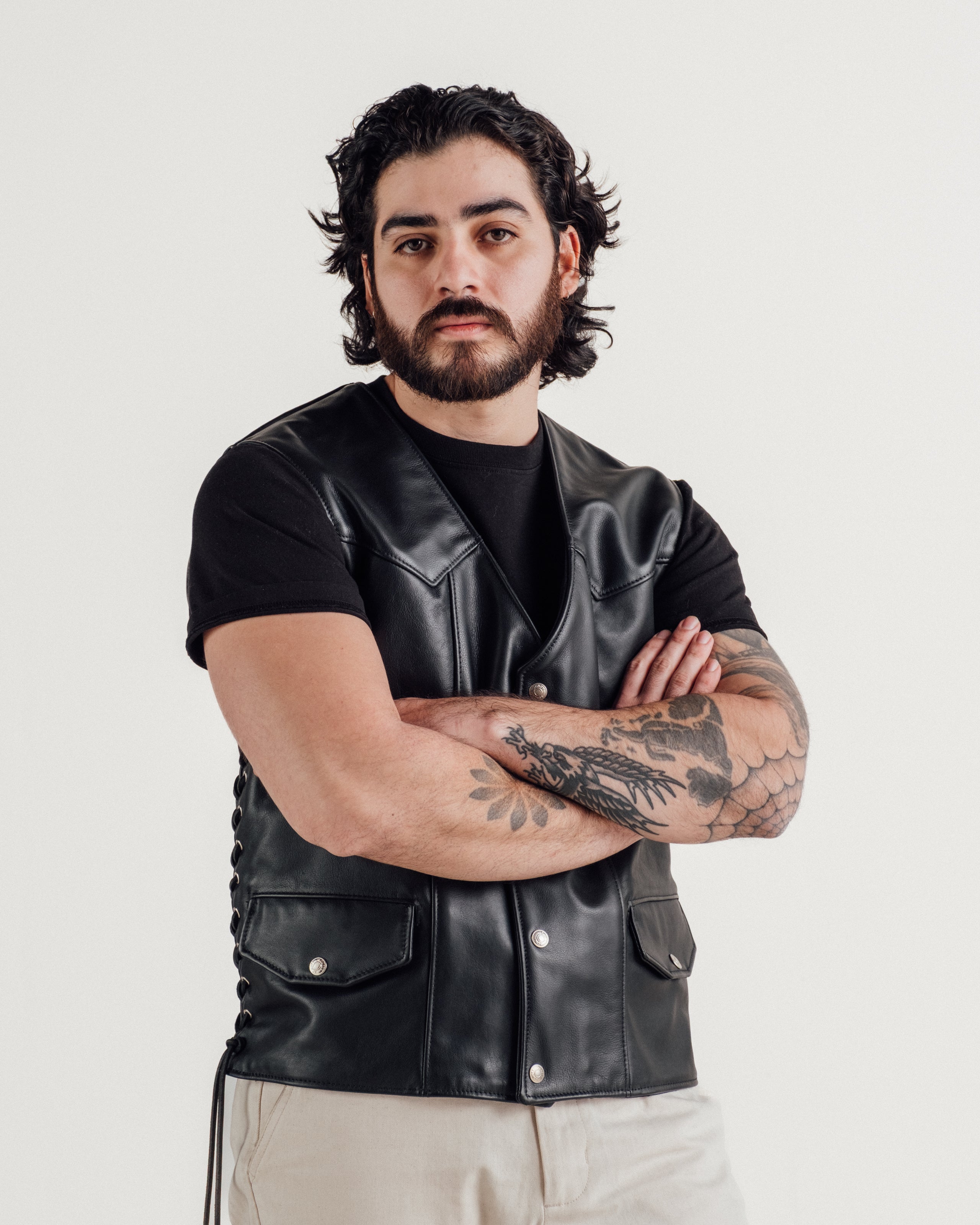 515V | Laced Genuine Pebbled Cowhide Club Vest – Schott N.Y.C.