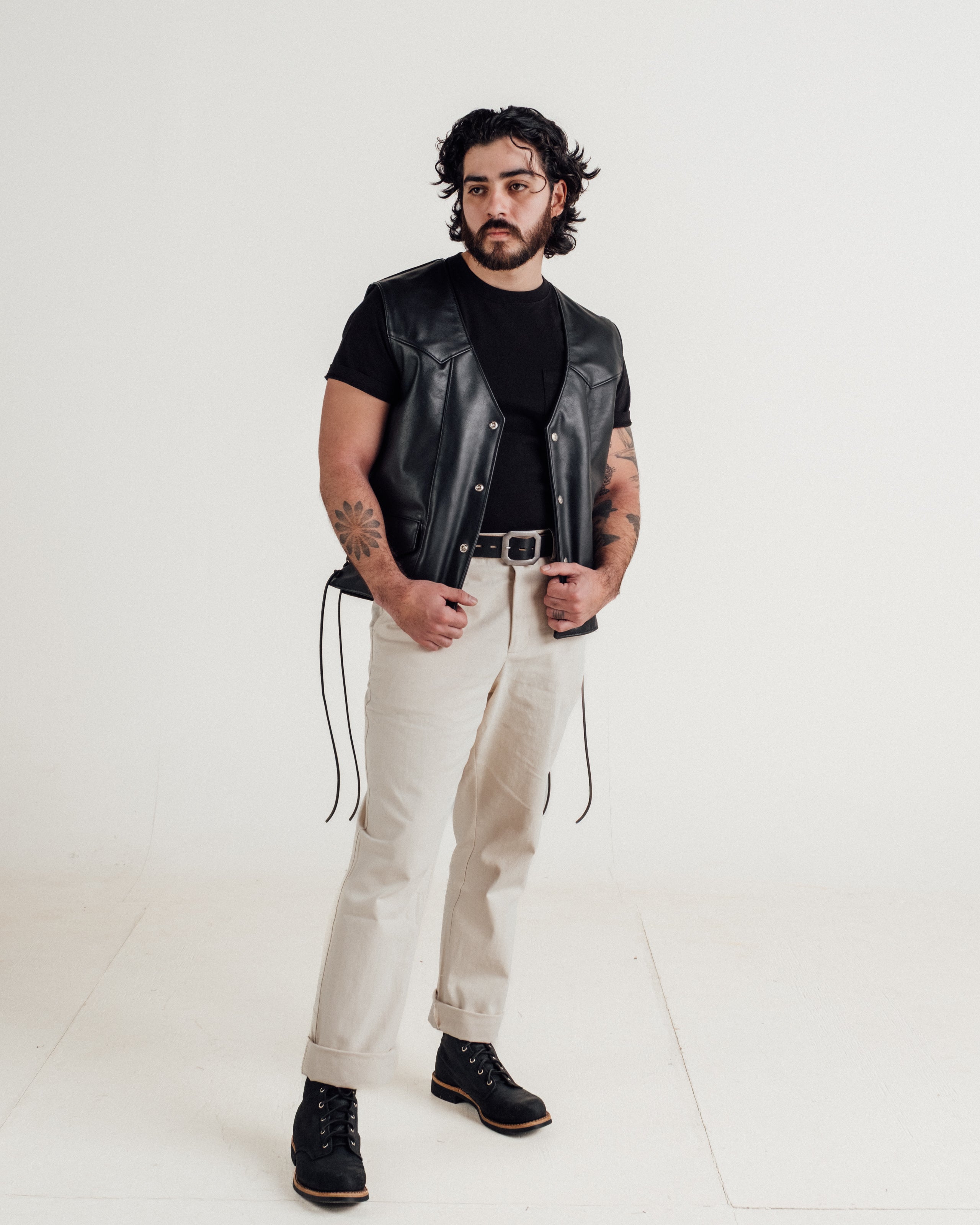 515V | Laced Genuine Pebbled Cowhide Club Vest – Schott N.Y.C.