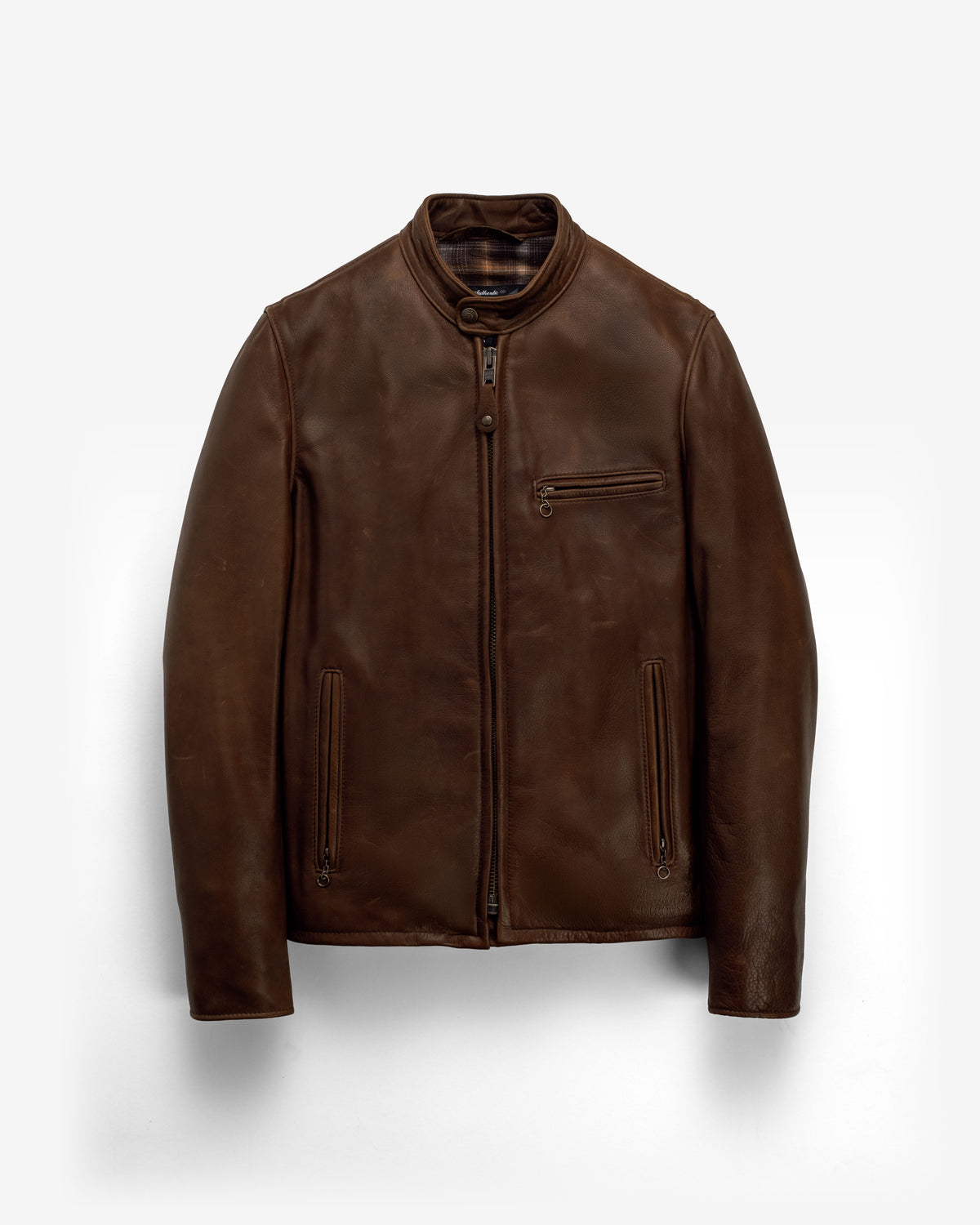 530 | Waxed Natural Pebbled Cowhide Cafe Racer Jacket – Schott N.Y.C