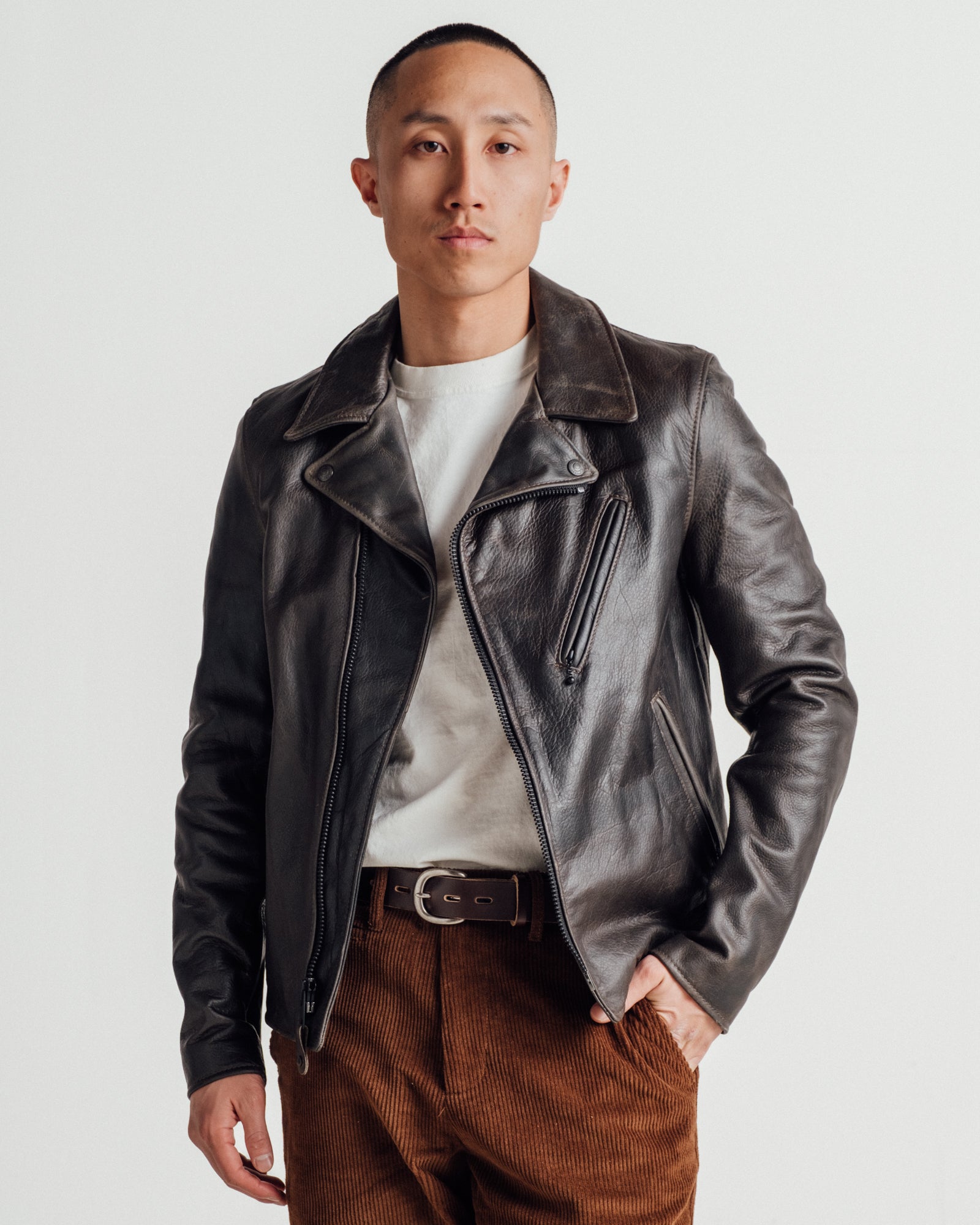 533 | Minimal Waxy Pullup Cowhide Perfecto® Motorcycle Jacket