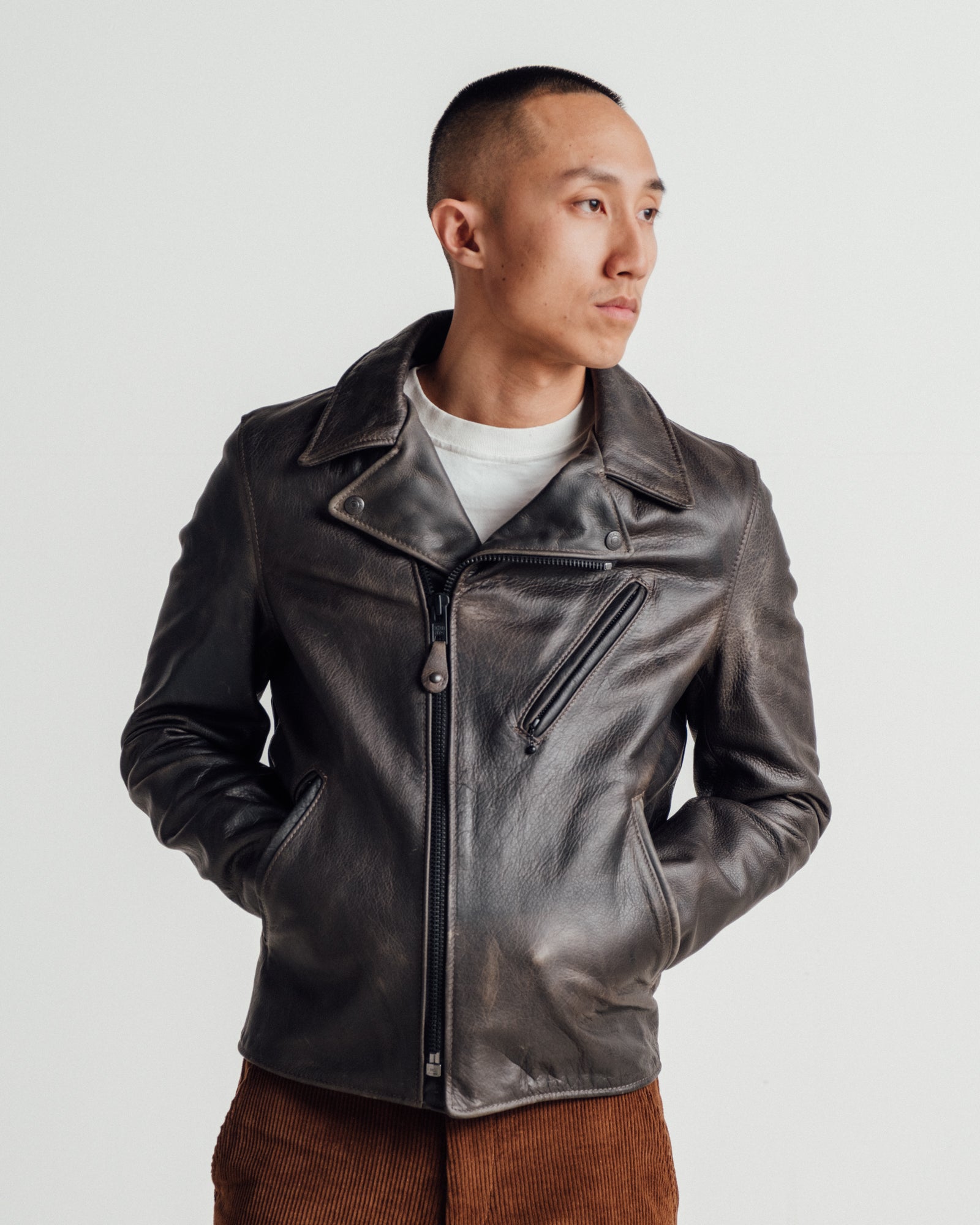 533 | Minimal Waxy Pullup Cowhide Perfecto® Motorcycle Jacket