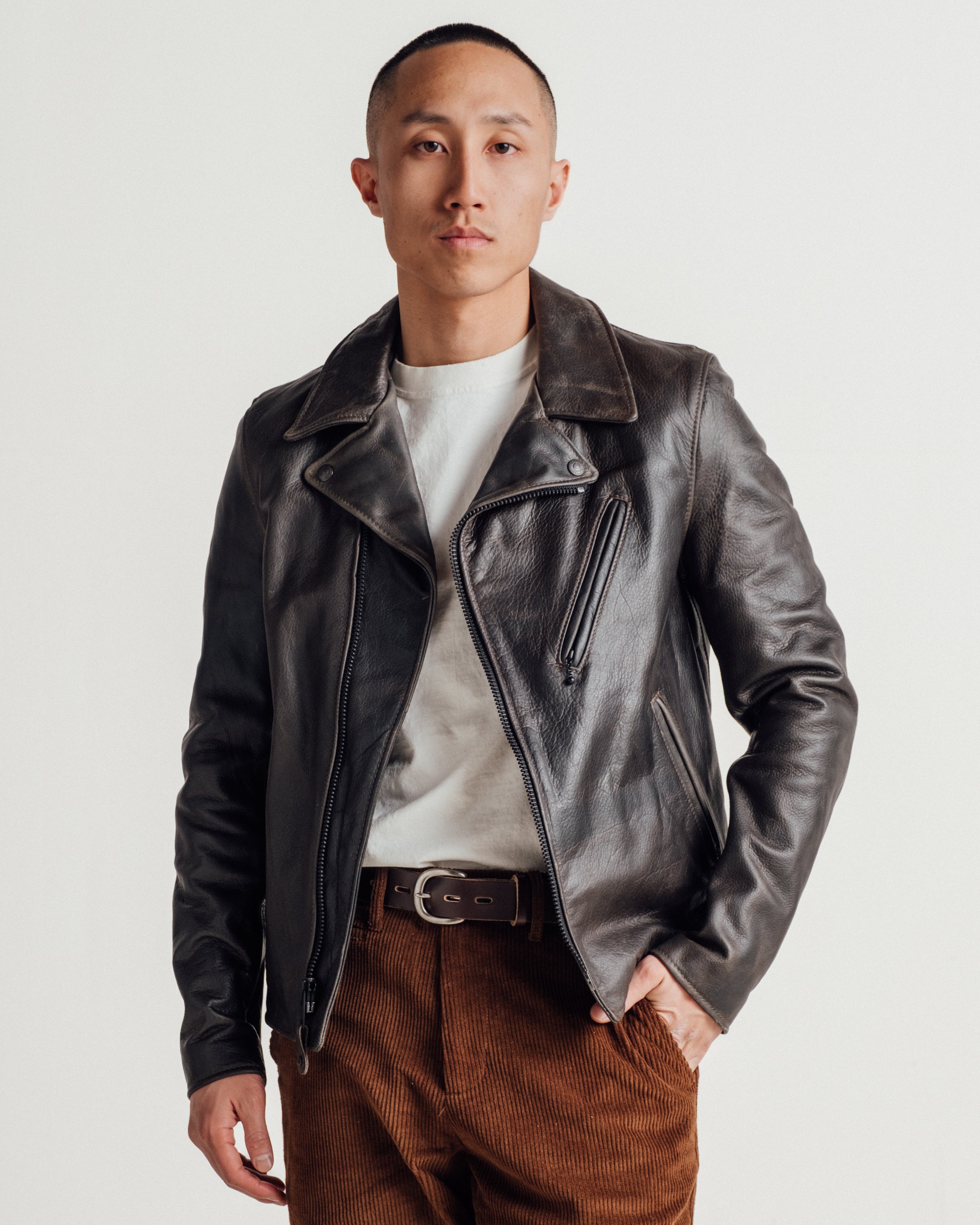 533 | Minimal Waxy Pullup Cowhide Perfecto® Motorcycle Jacket
