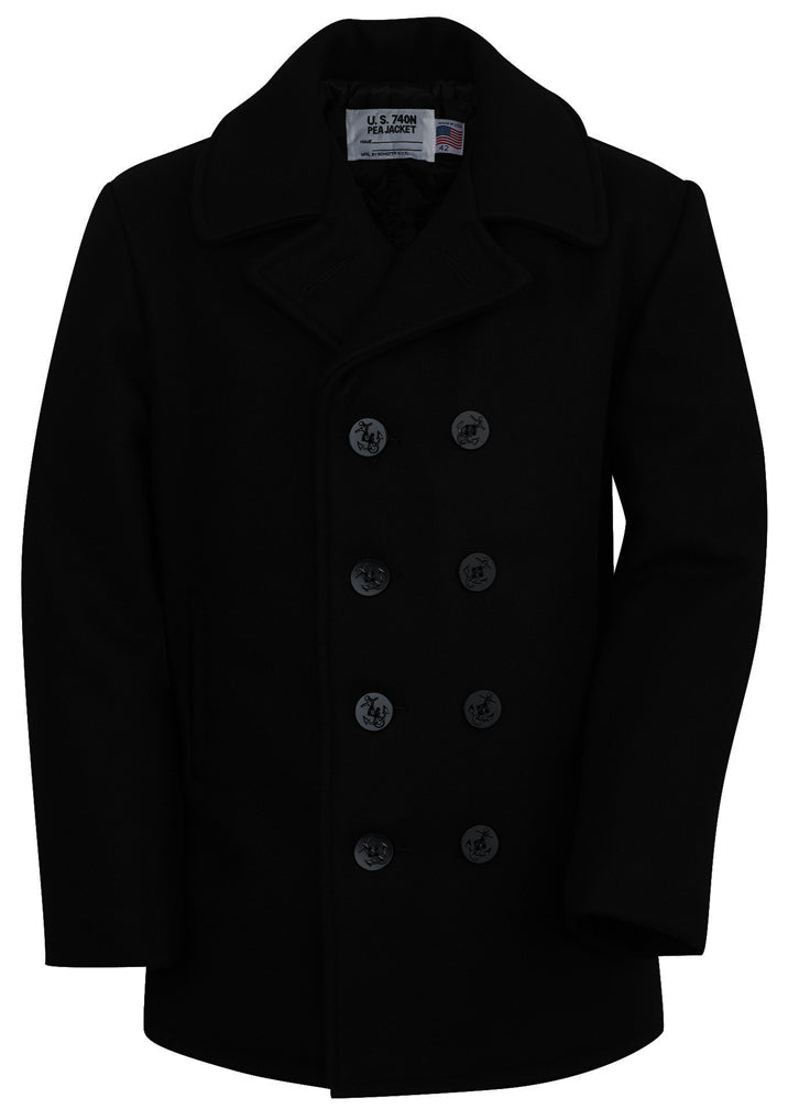 SCHOTT U.S. 740N Pea Jacket 42 黒 Schott Men's Classic Wool Pea Coat - Black — Dave's New York