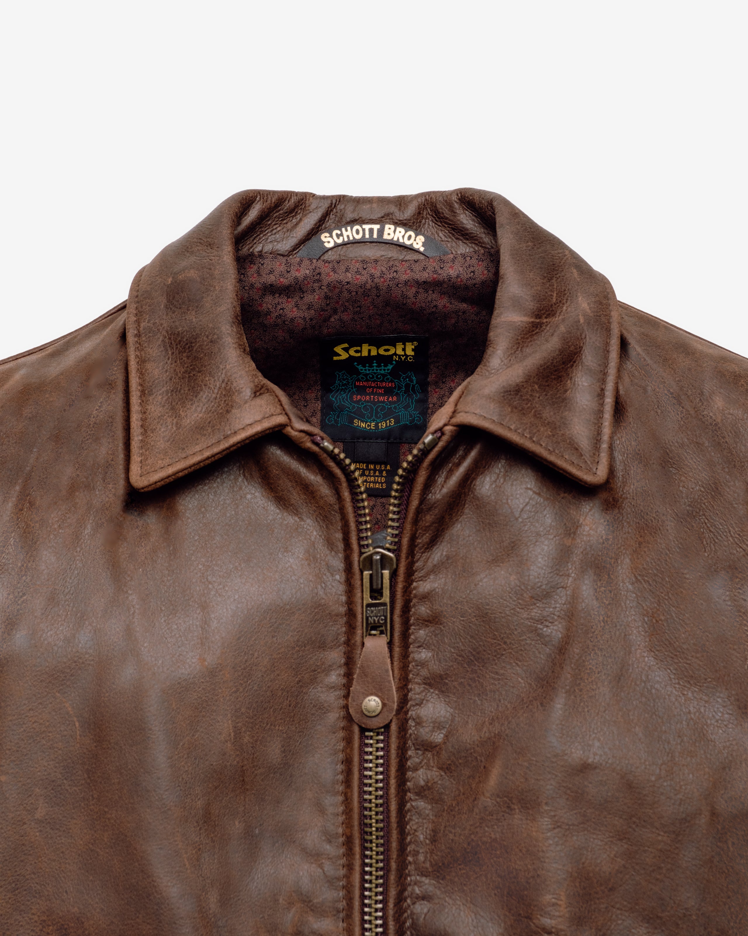 Schott レザージャケット サイズ42 ブラウン 543 - Men's Waxy Buffalo Leather Sunset Jacket – Schott N.Y.C.