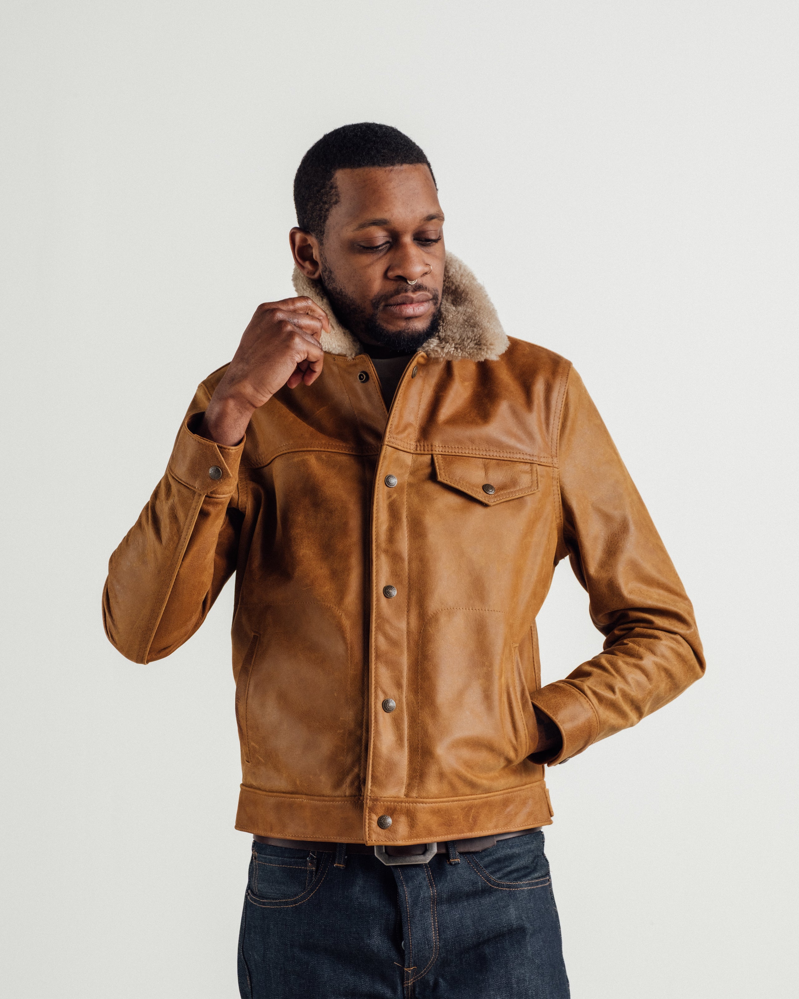 545 | Buffalo Trucker Jacket with Sheepskin Collar – Schott N.Y.C.