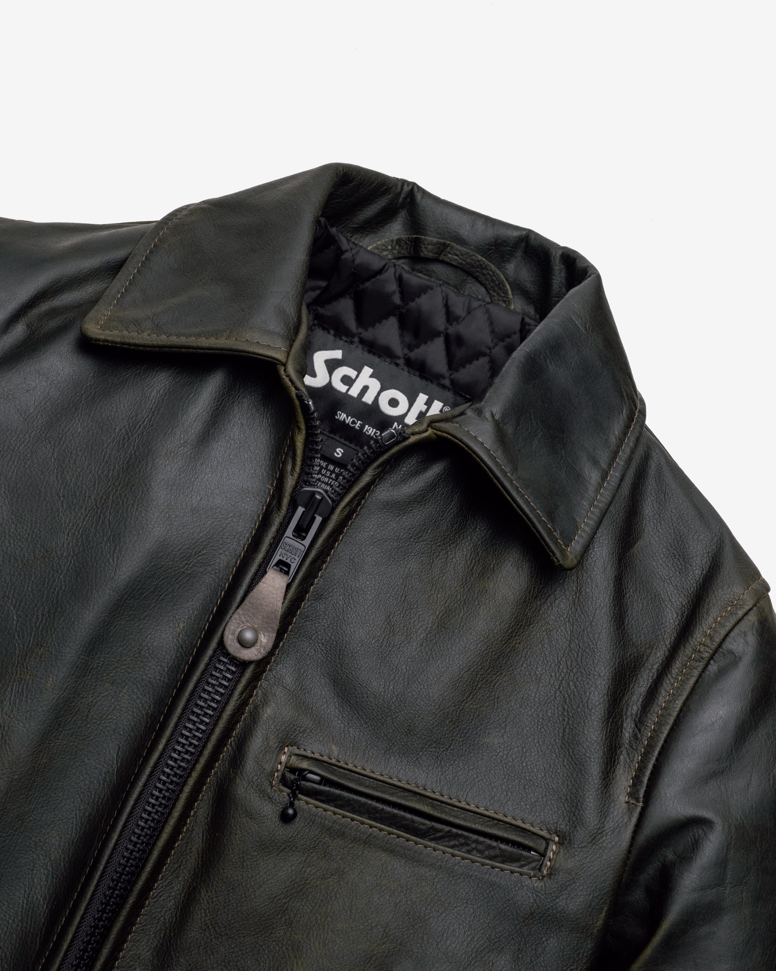 Schott ライダースジャケット XL オリーブ 555 | Waxy Pullup Cowhide Weekender Jacket – Schott N.Y.C.
