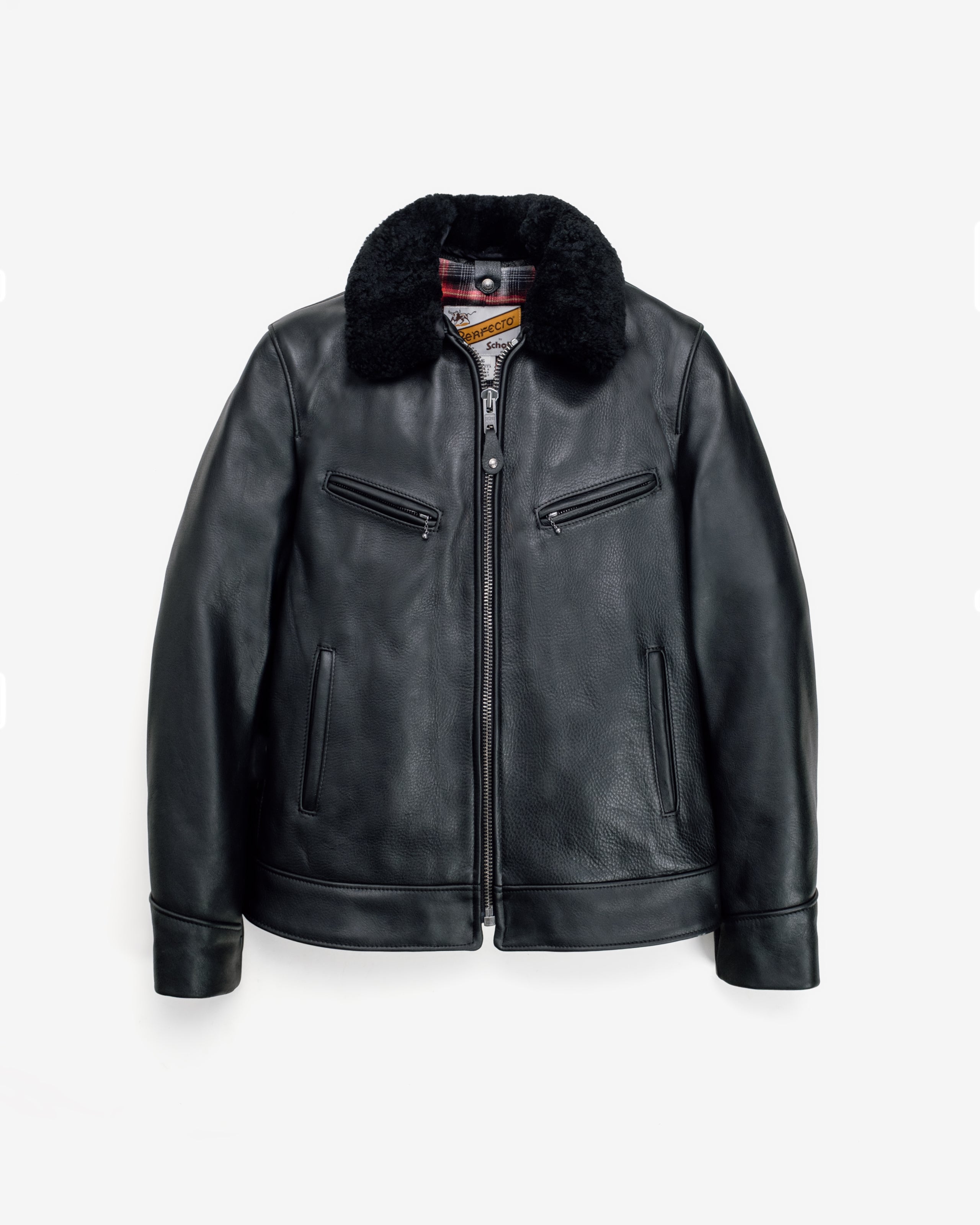 596 - Antique Cowhide Rancher Jacket with Sheepskin Collar
