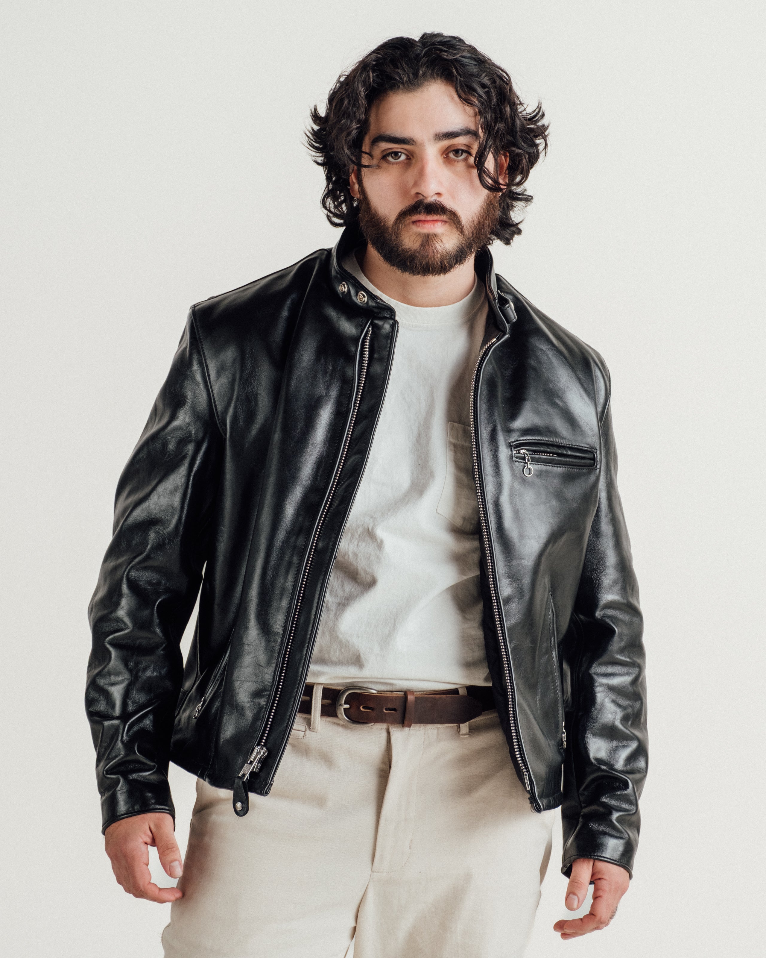 641HH | Classic Horsehide Cafe Racer Motorcycle Jacket – Schott N.Y.C.