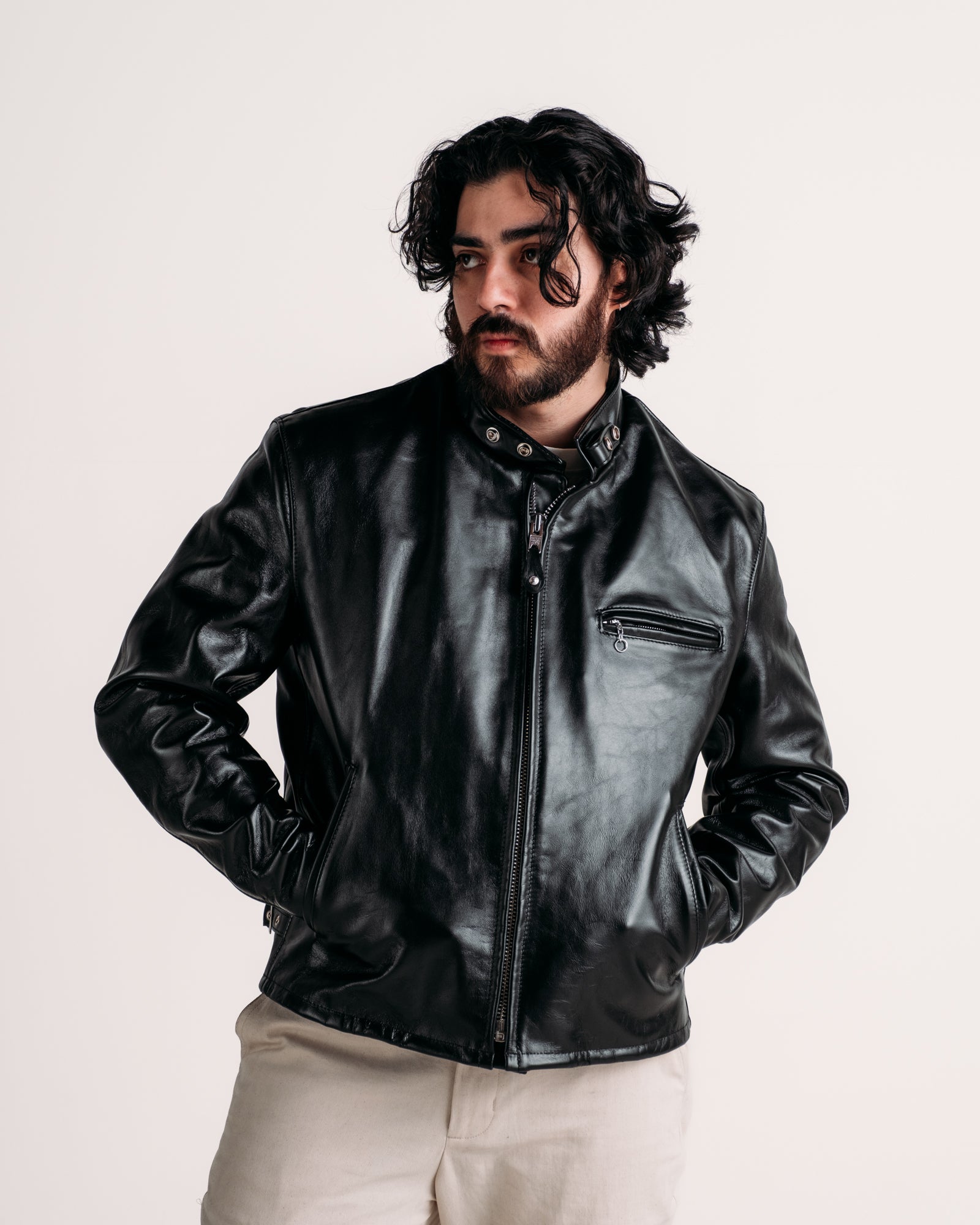 641HH | Classic Horsehide Cafe Racer Motorcycle Jacket – Schott N.Y.C.