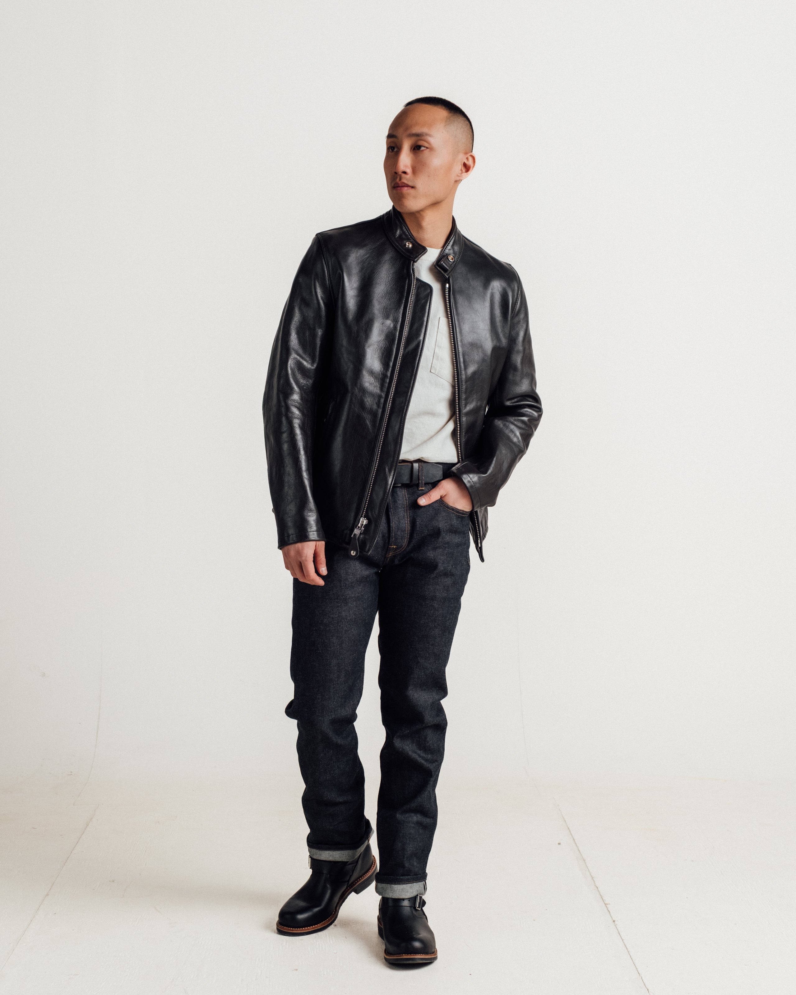 654 | Slim Cowhide Cafe Racer Motorcycle Jacket – Schott N.Y.C.