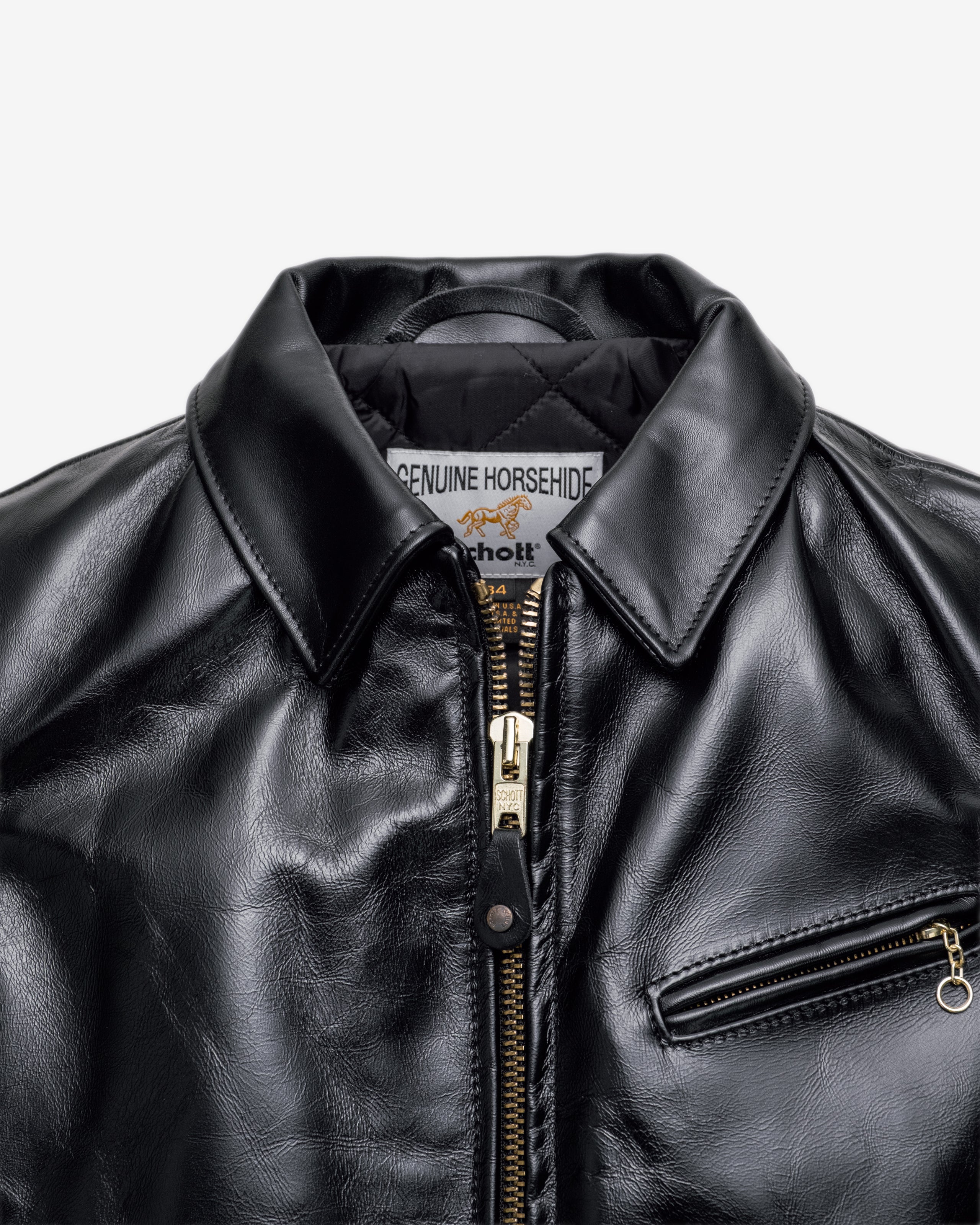 689H | Classic Horsehide Split Collar Motorcycle Jacket – Schott