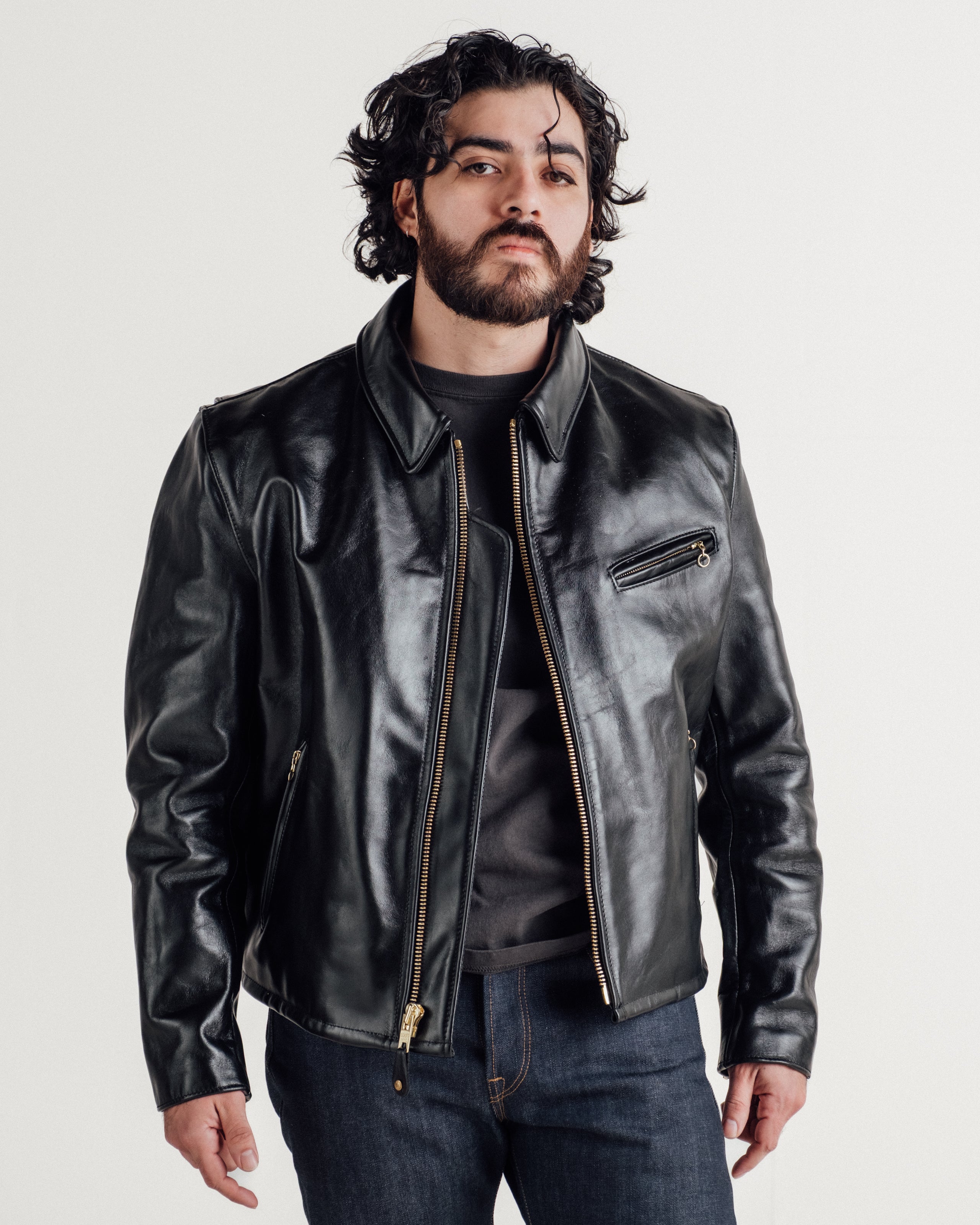 Aショット 689H | Classic Horsehide Split Collar Motorcycle Jacket – Schott