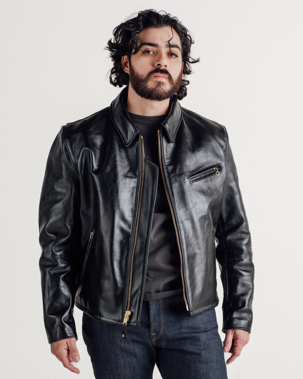Split Patch Motorcycle Jacket 689H | Classic Horsehide Split Collar Motorcycle Jacket – Schott N.Y.C.