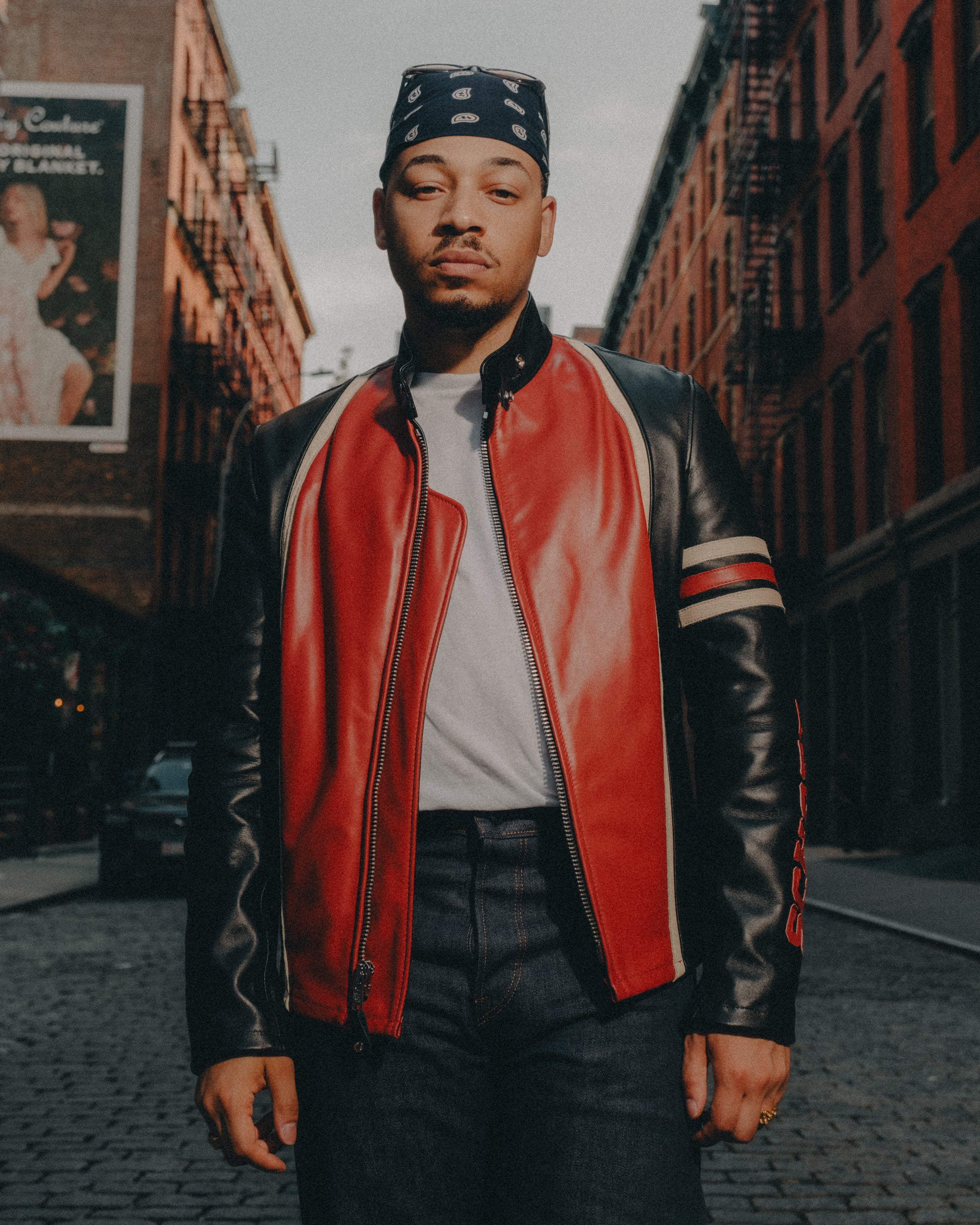 6RAC1 | 'Y2K' Striped Steerhide Cafe Racer Motorcycle Jacket