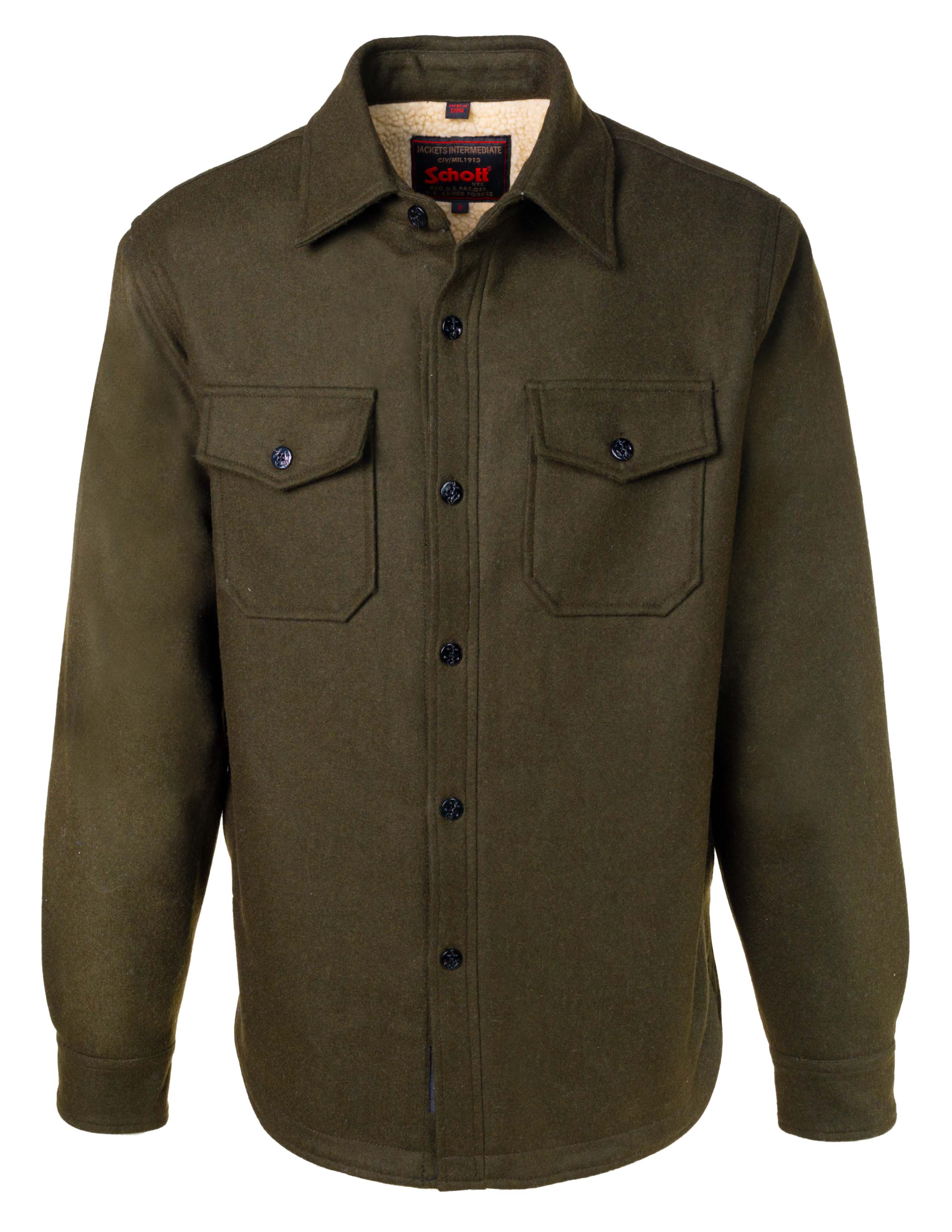 7116 - Wool Blend Faux Sherpa Lined CPO Shirt – Schott N.Y.C.