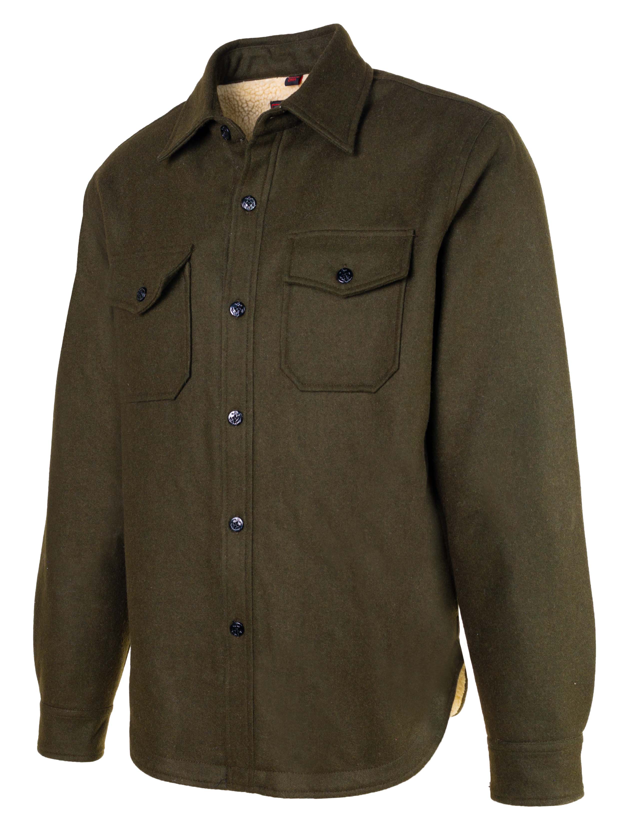 7116 - Wool Blend Faux Sherpa Lined CPO Shirt – Schott N.Y.C. 7116 - Wool Blend Faux Sherpa Lined CPO Shirt – Schott N.Y.C.