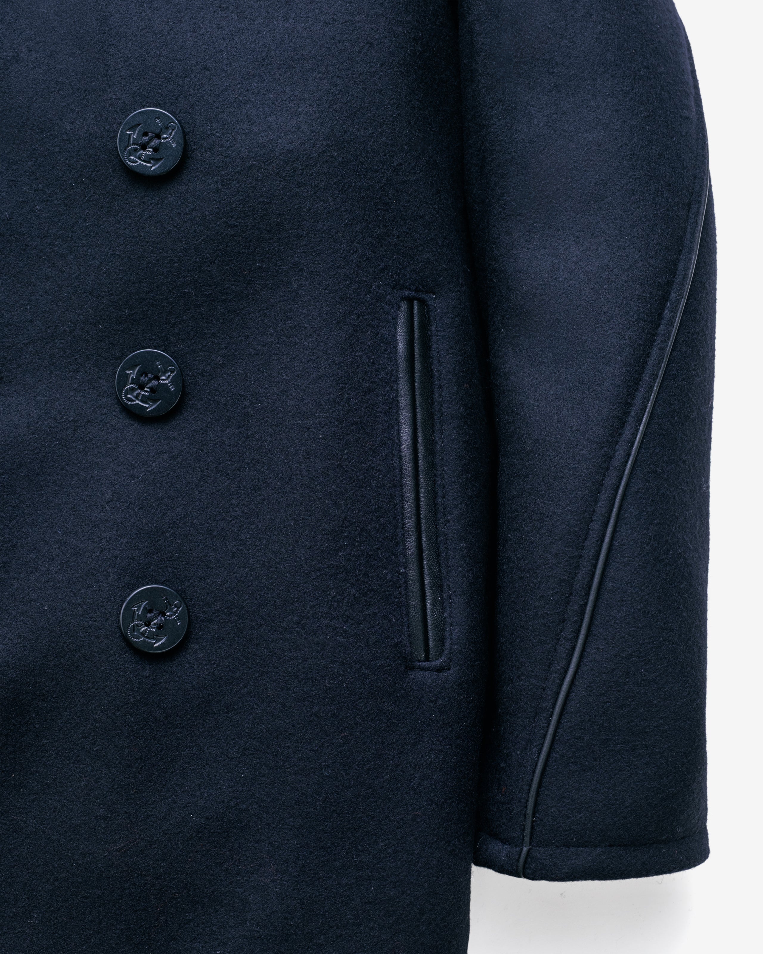 740C - Leather Trim Peacoat – Schott N.Y.C.