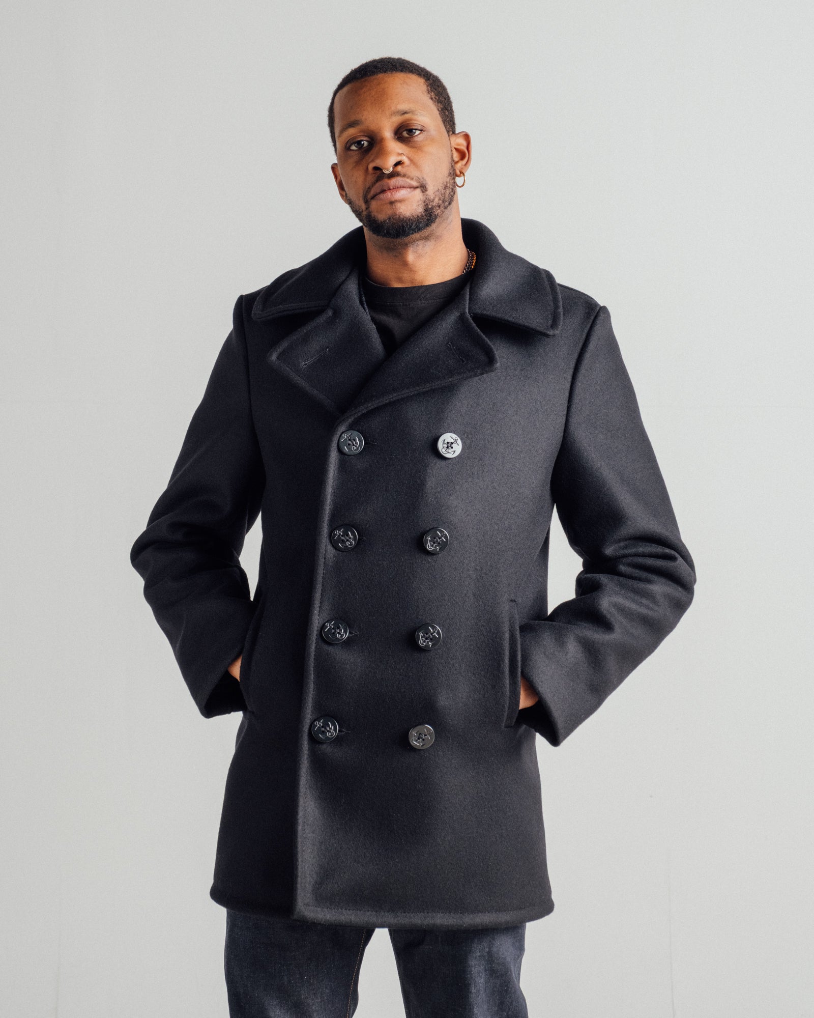 ジャケット・アウター Schott / 740N BIG SIZE leather P coat VINTAGE SCHOTT NYC 740N PEA COAT LEATHER JACKET SIZE 40 Excellent