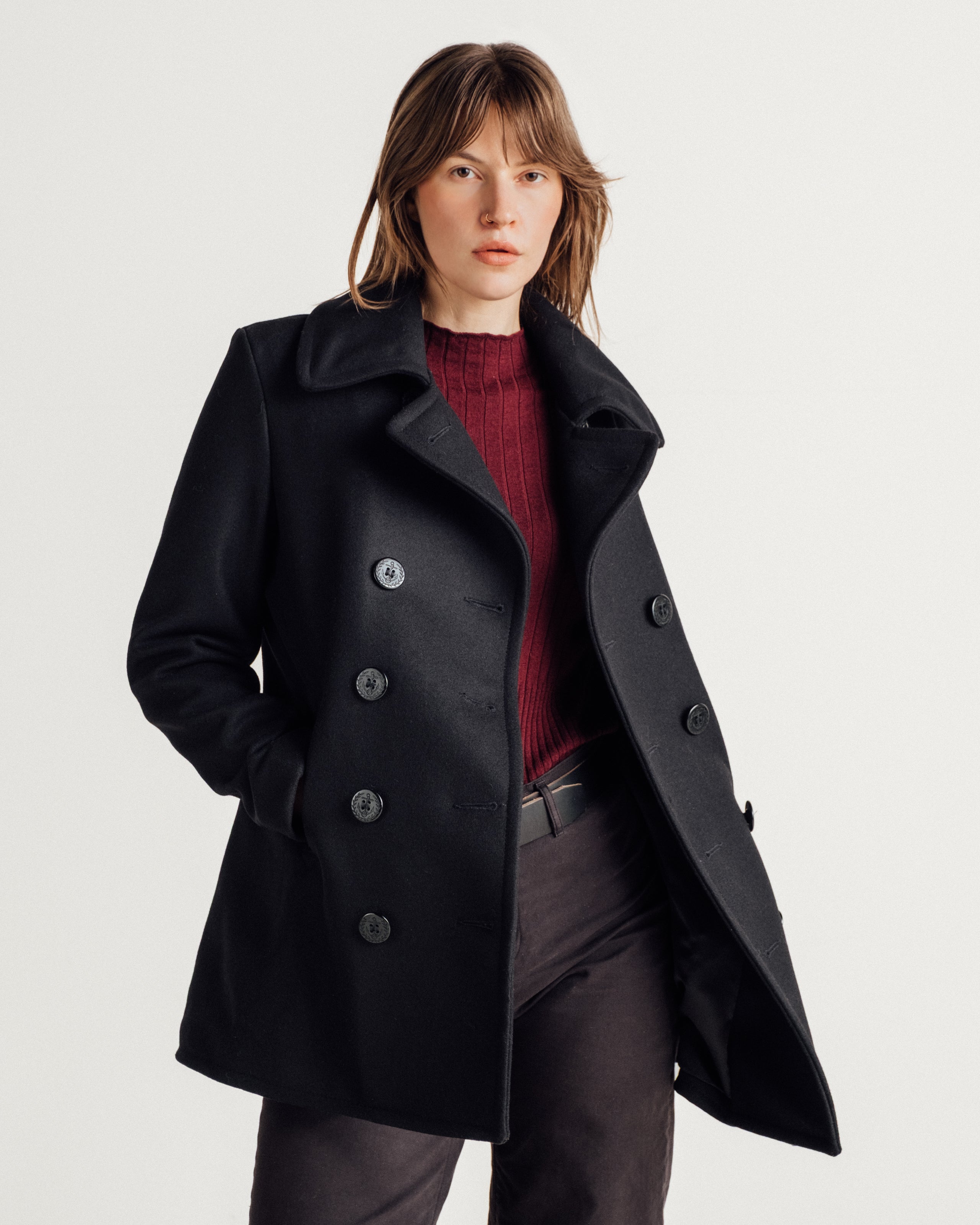 754W - Women's Wool Blend Peacoat – Schott N.Y.C.