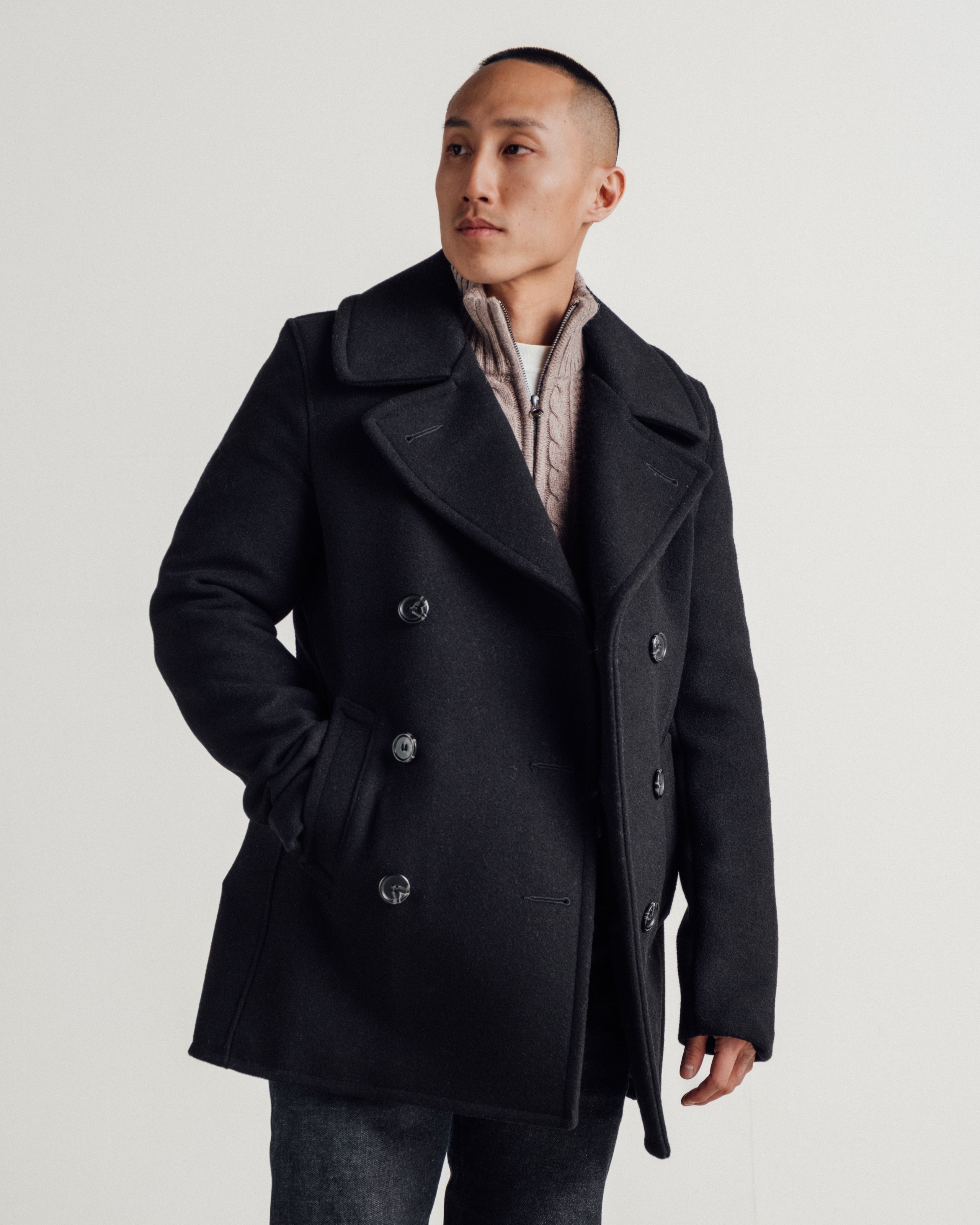 764 - 100% Wool Melton Peacoat – Schott N.Y.C.
