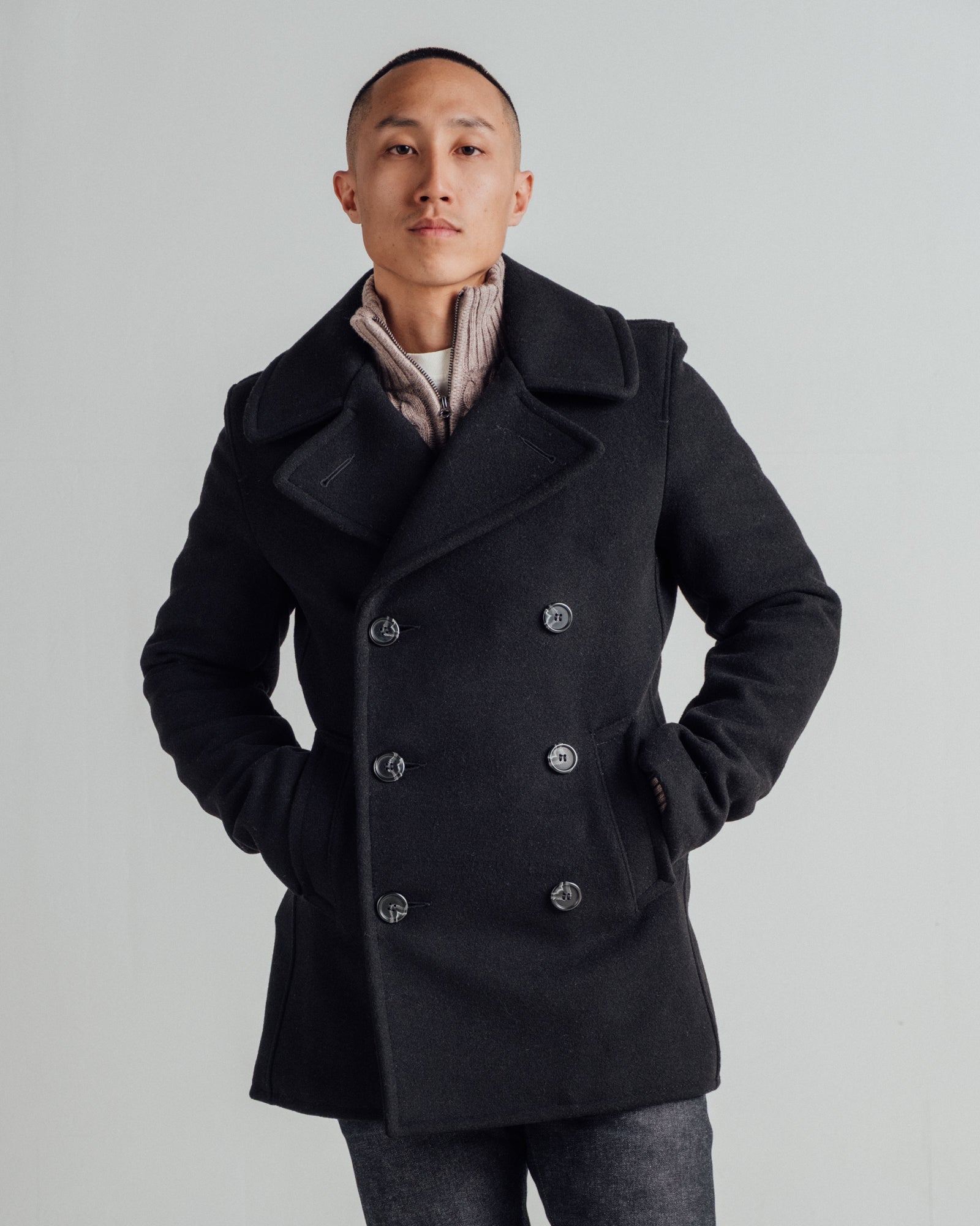 764 - 100% Wool Melton Peacoat – Schott N.Y.C.