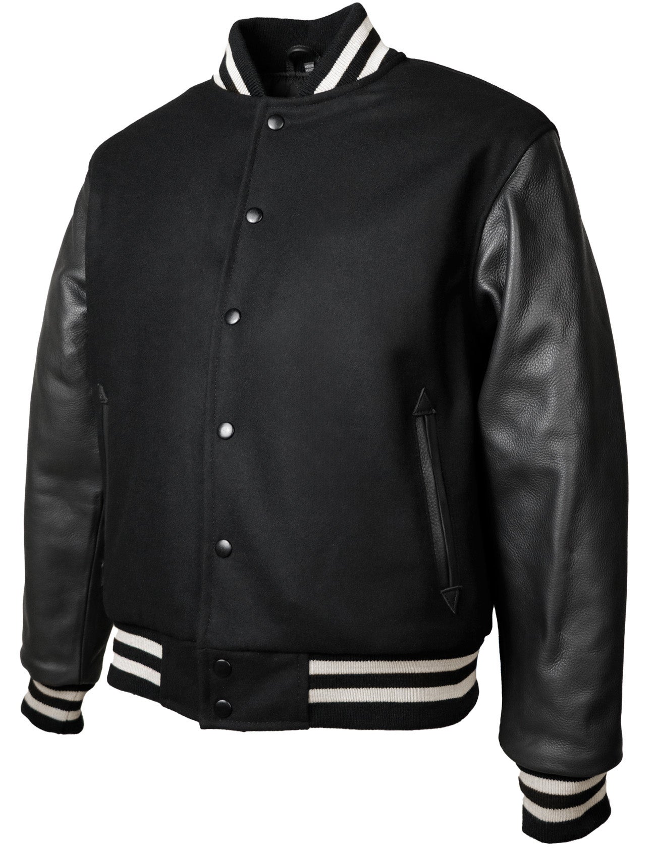 770 - Men's Melton Wool 70's Varsity Jacket with Leather Sleeves