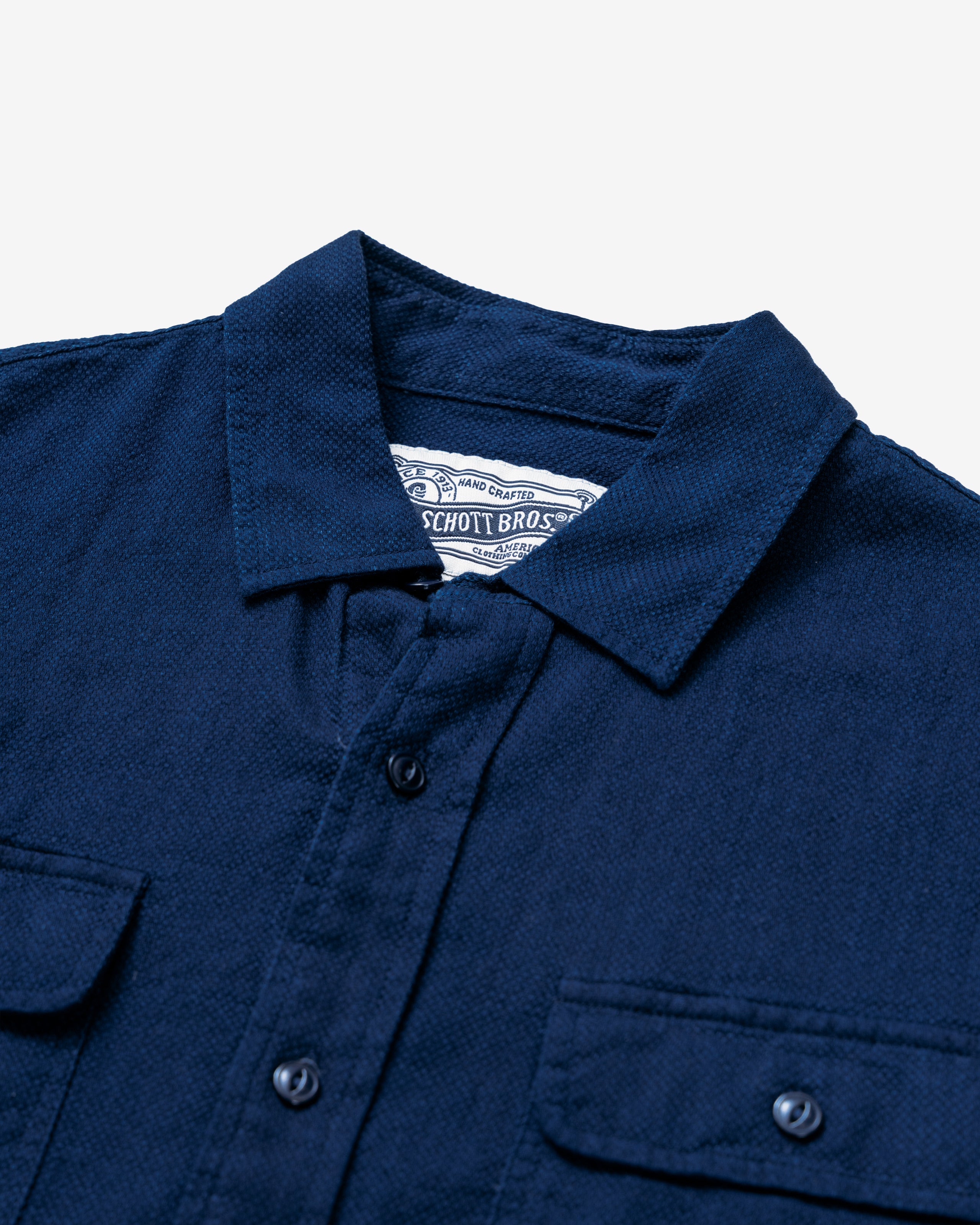 SH2308 | Long Sleeve Indigo Cotton Work Shirt – Schott N.Y.C.