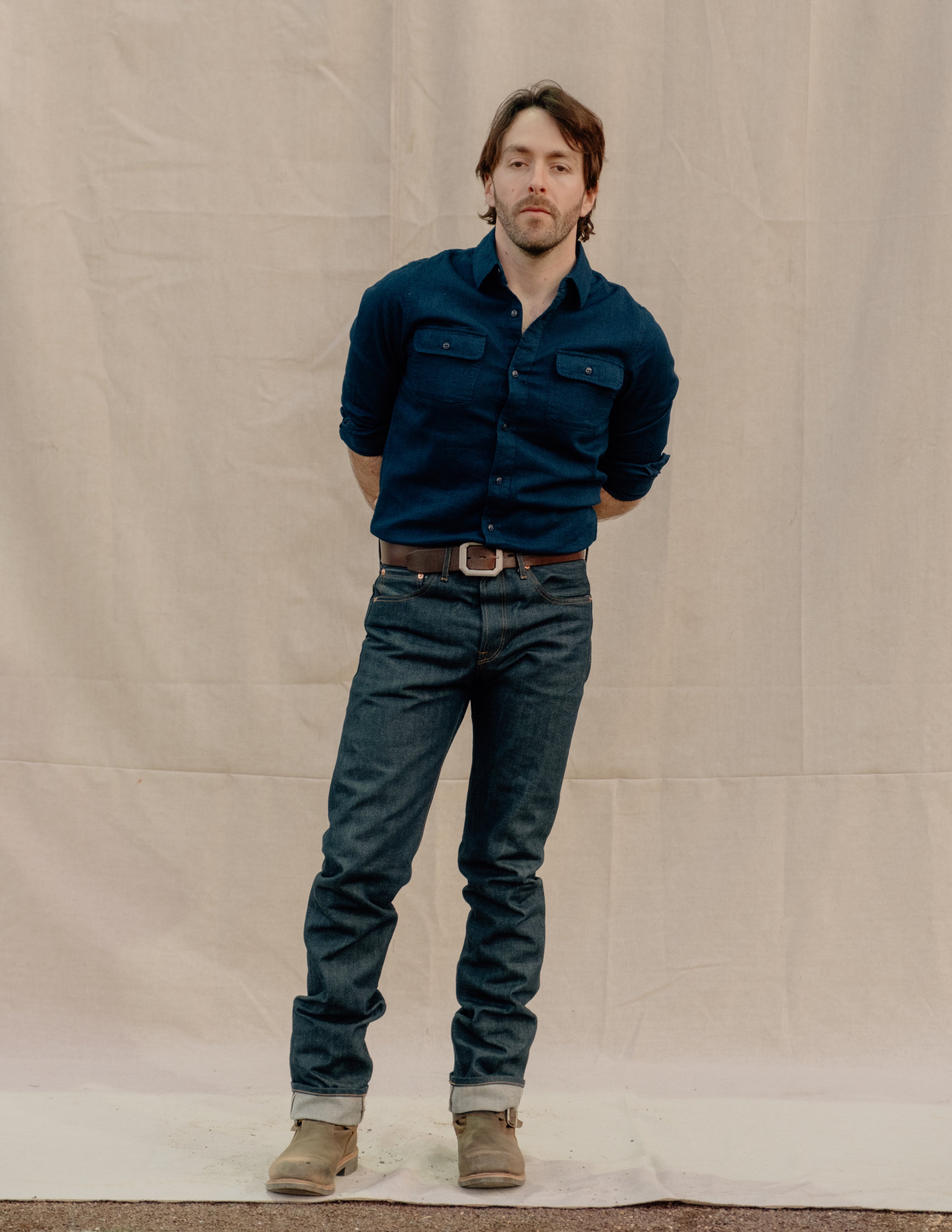SH2308 | Long Sleeve Indigo Cotton Work Shirt – Schott N.Y.C.