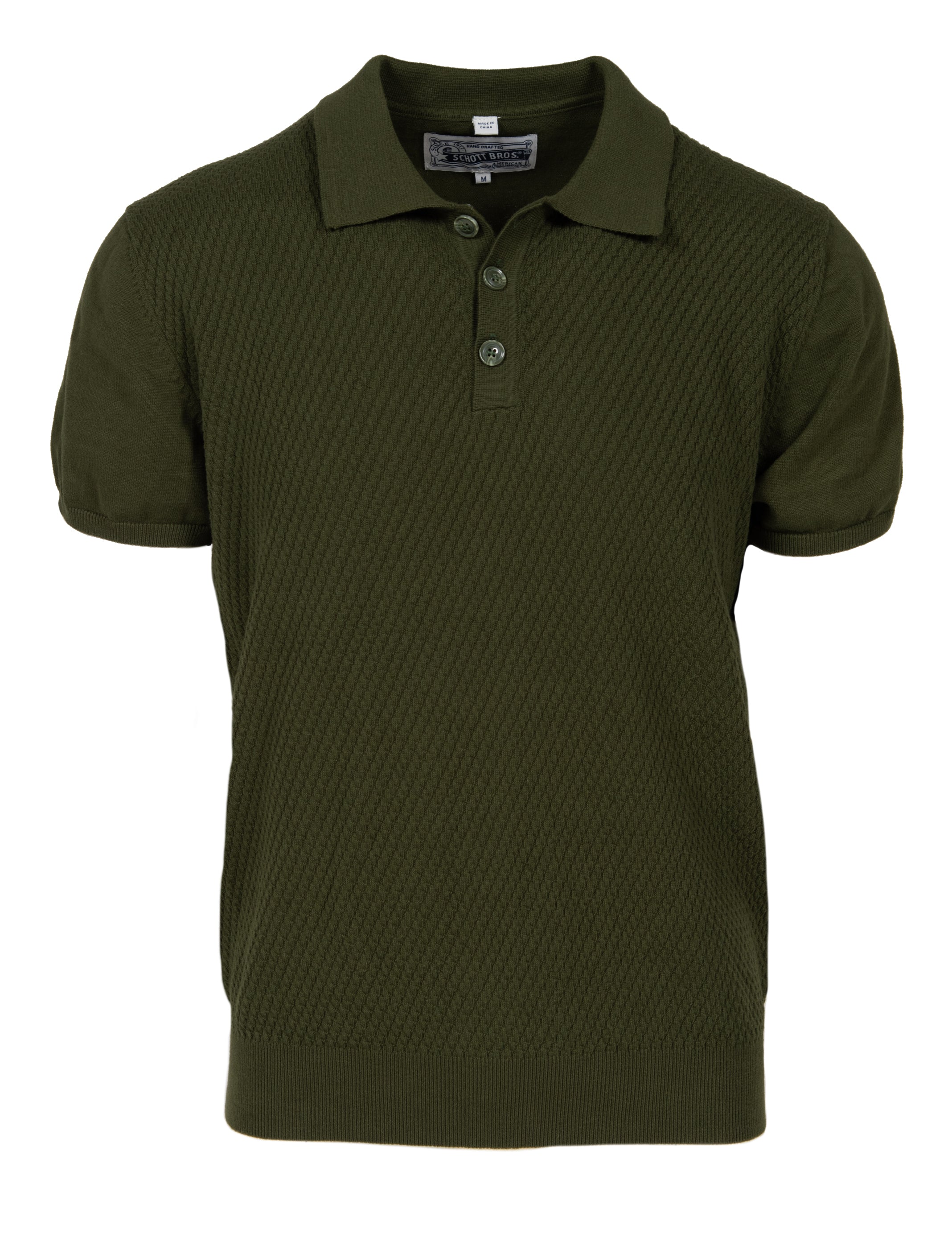 SH2409 - Cotton Basket Weave Design Knit Pullover Polo Shirt