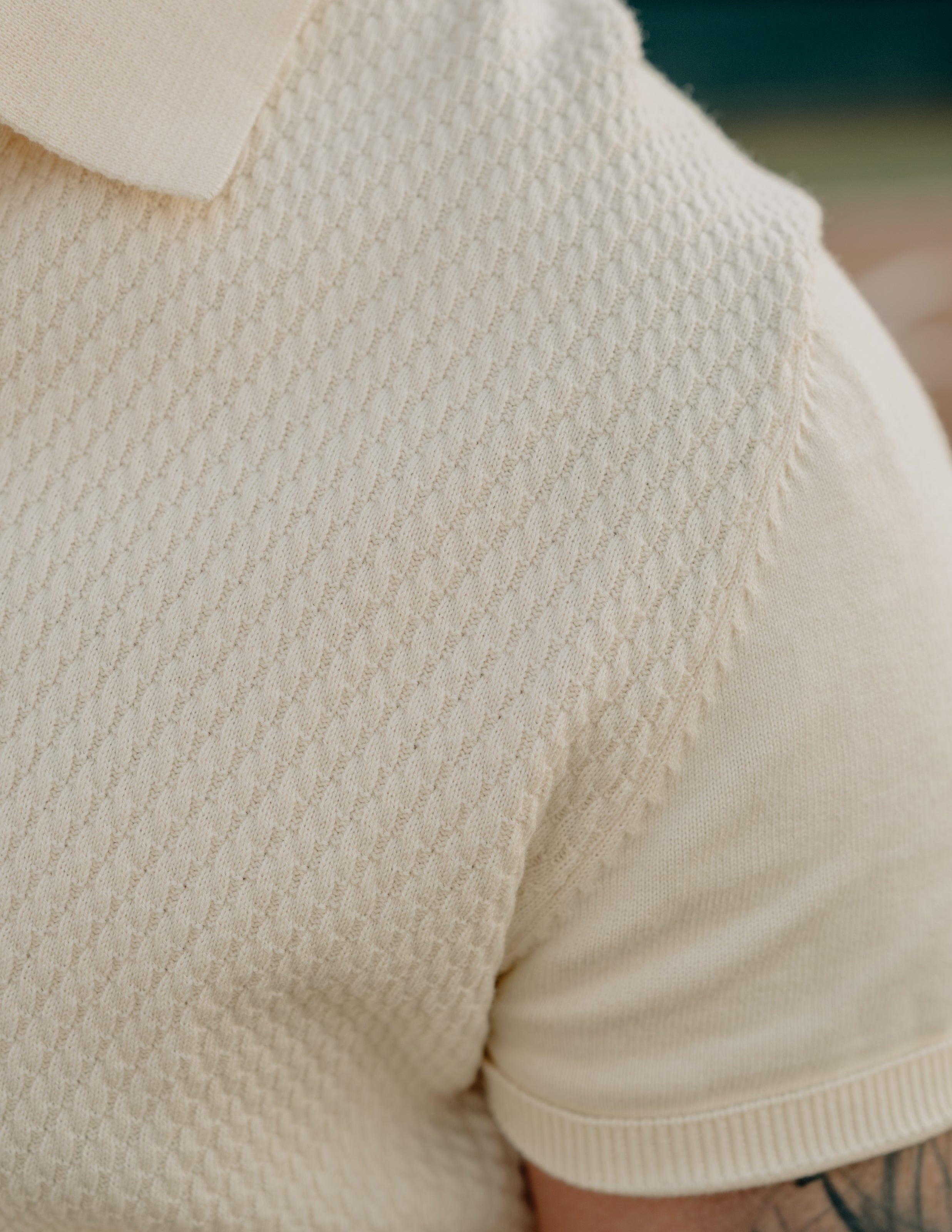 SH2409 - Cotton Basket Weave Design Knit Pullover Polo Shirt