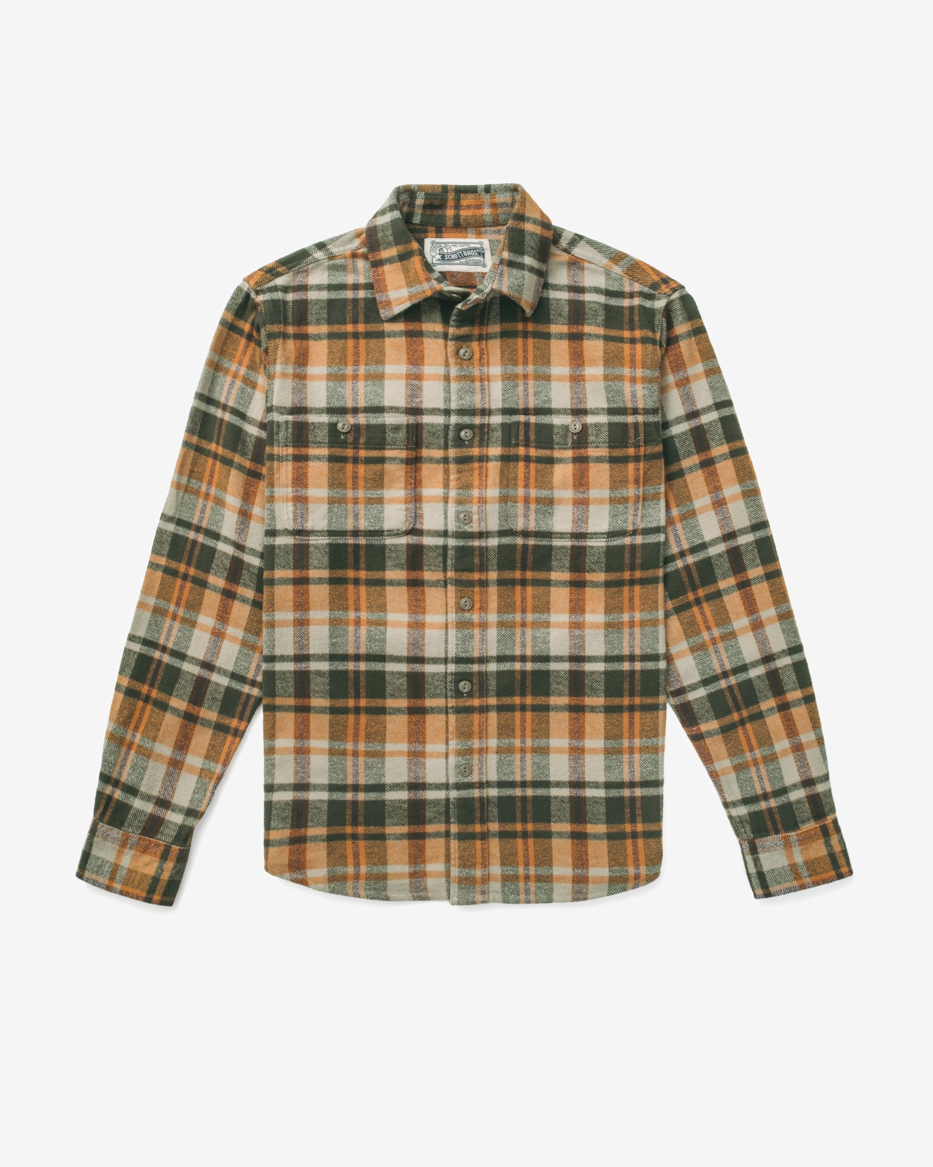 Plaid Flannel Work Shirt, Folliage - Schott NYC