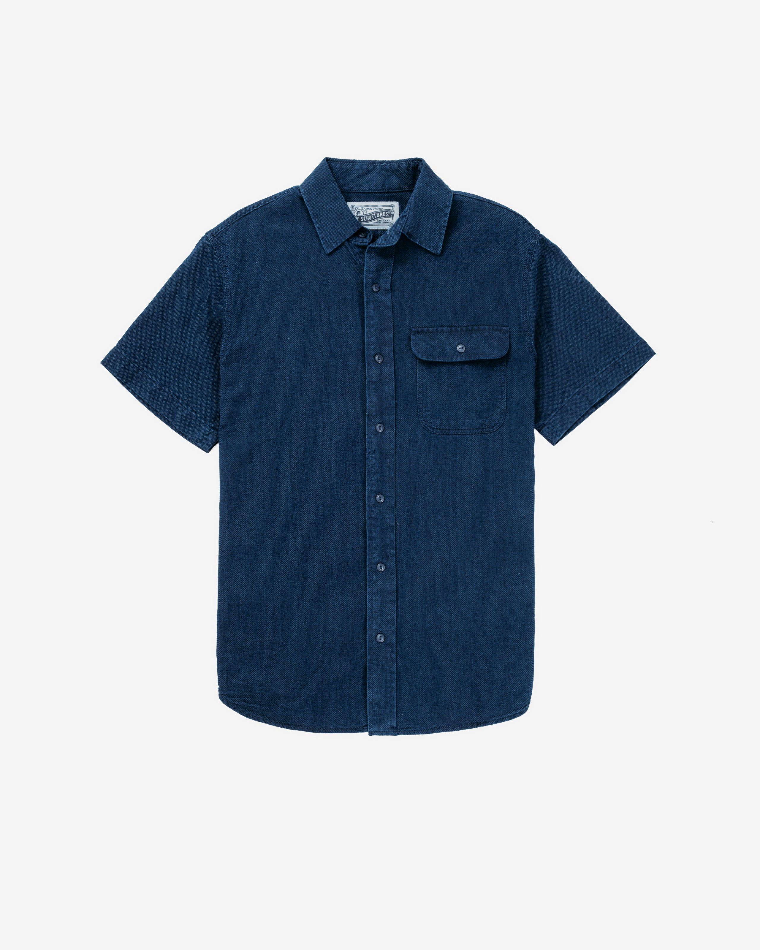 SS2308 - Short Sleeve Indigo Cotton Work Shirt – Schott N.Y.C.