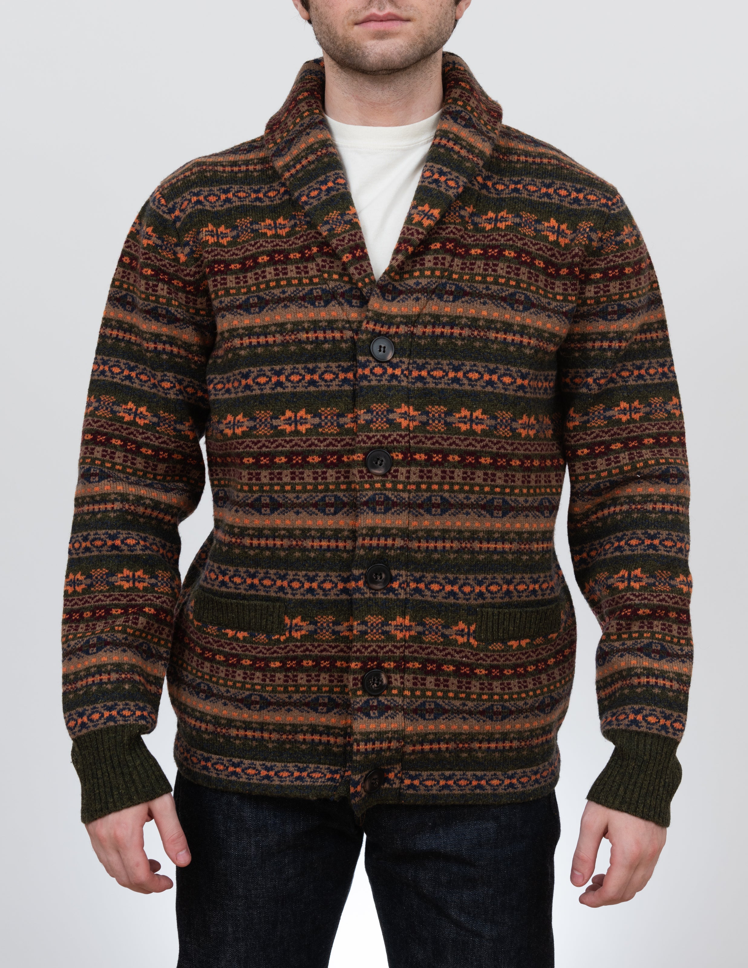 SW2129 - Wool Blend Fair Isle Cardigan – Schott N.Y.C.