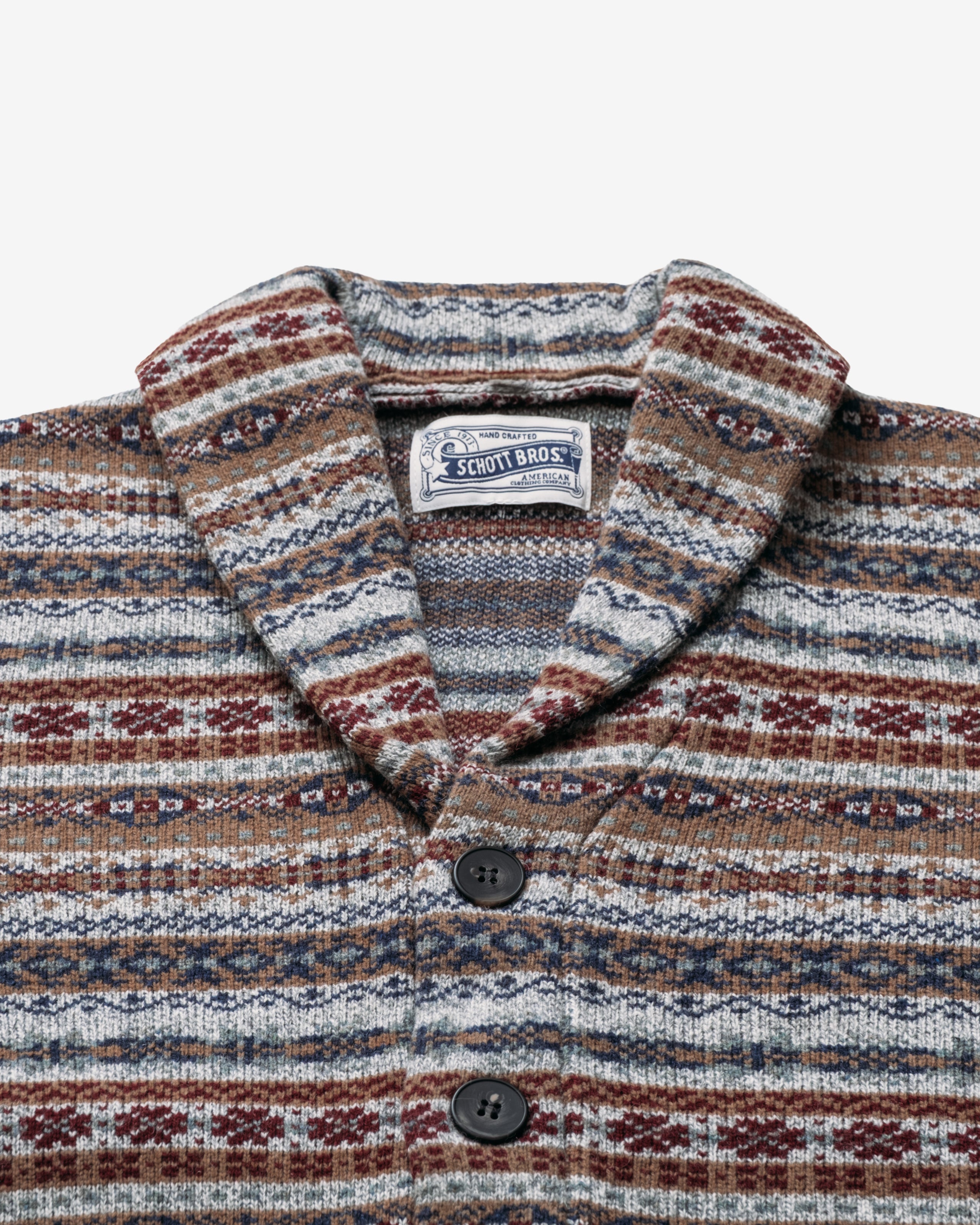 SW2129 - Wool Blend Fair Isle Cardigan – Schott N.Y.C.