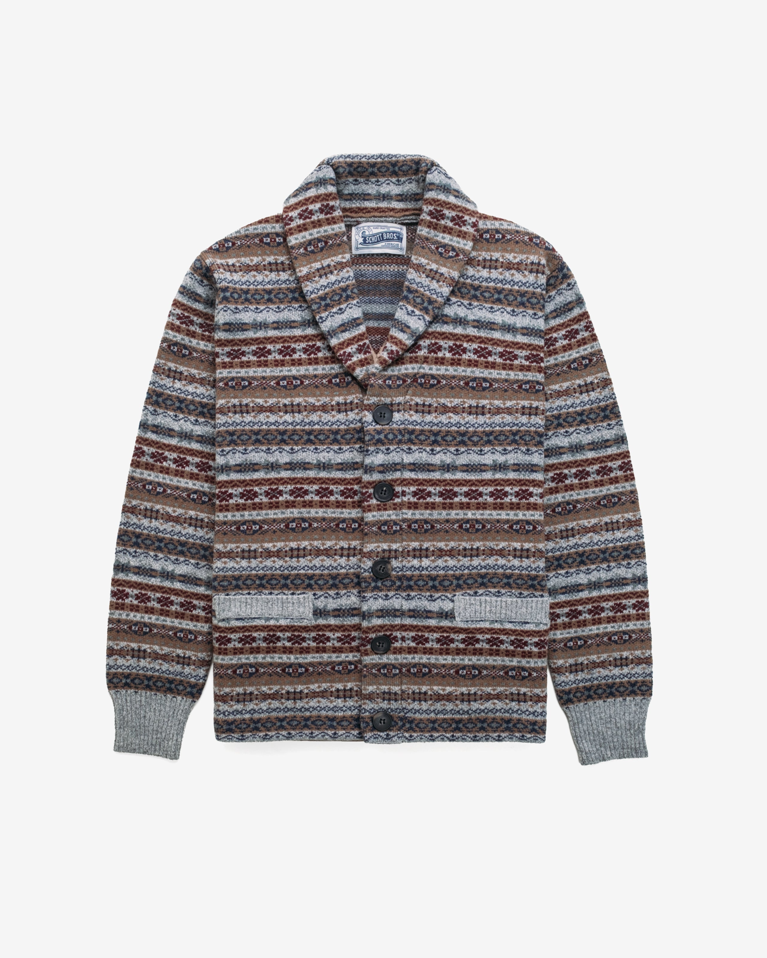 SW2129 - Wool Blend Fair Isle Cardigan – Schott N.Y.C.