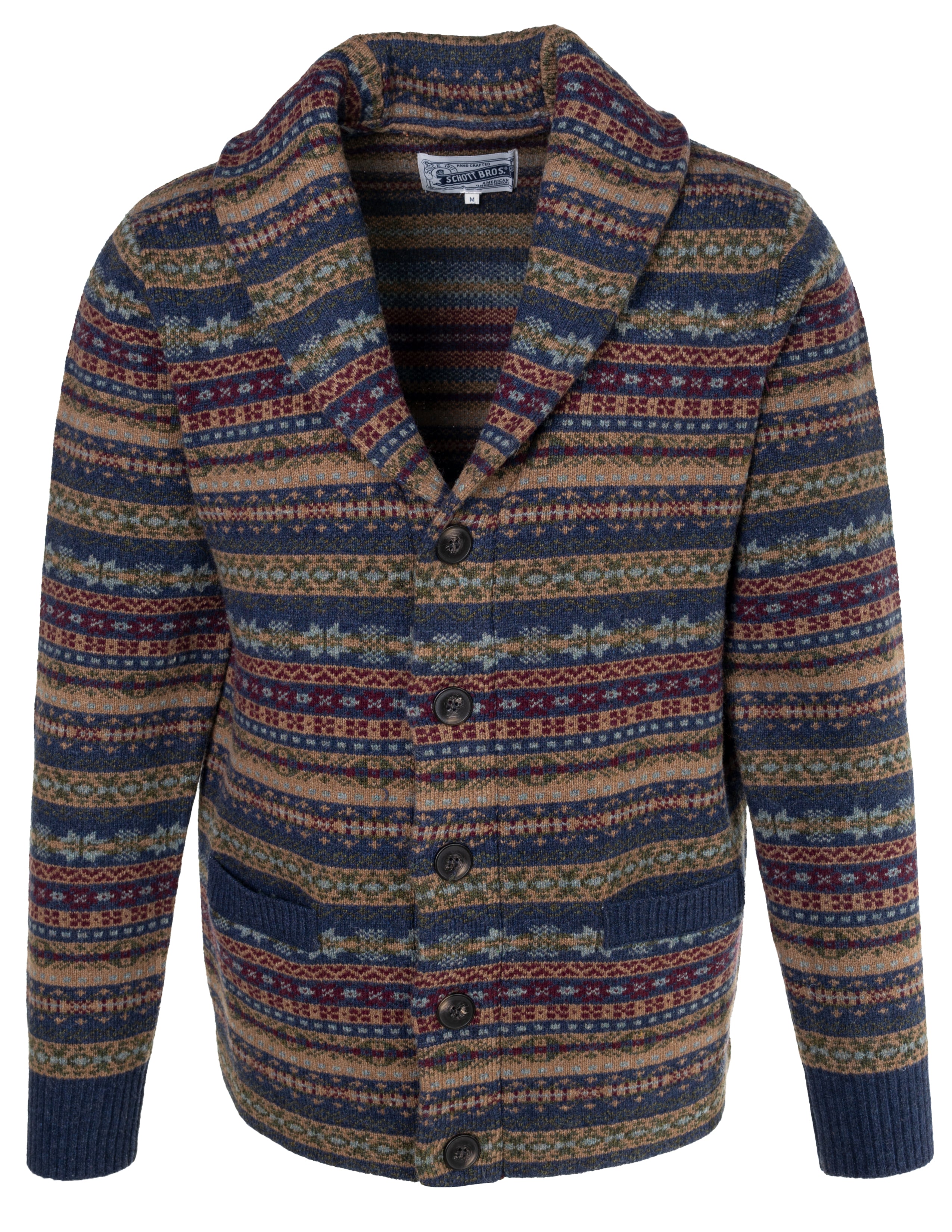SW2129 - Wool Blend Fair Isle Cardigan – Schott N.Y.C.