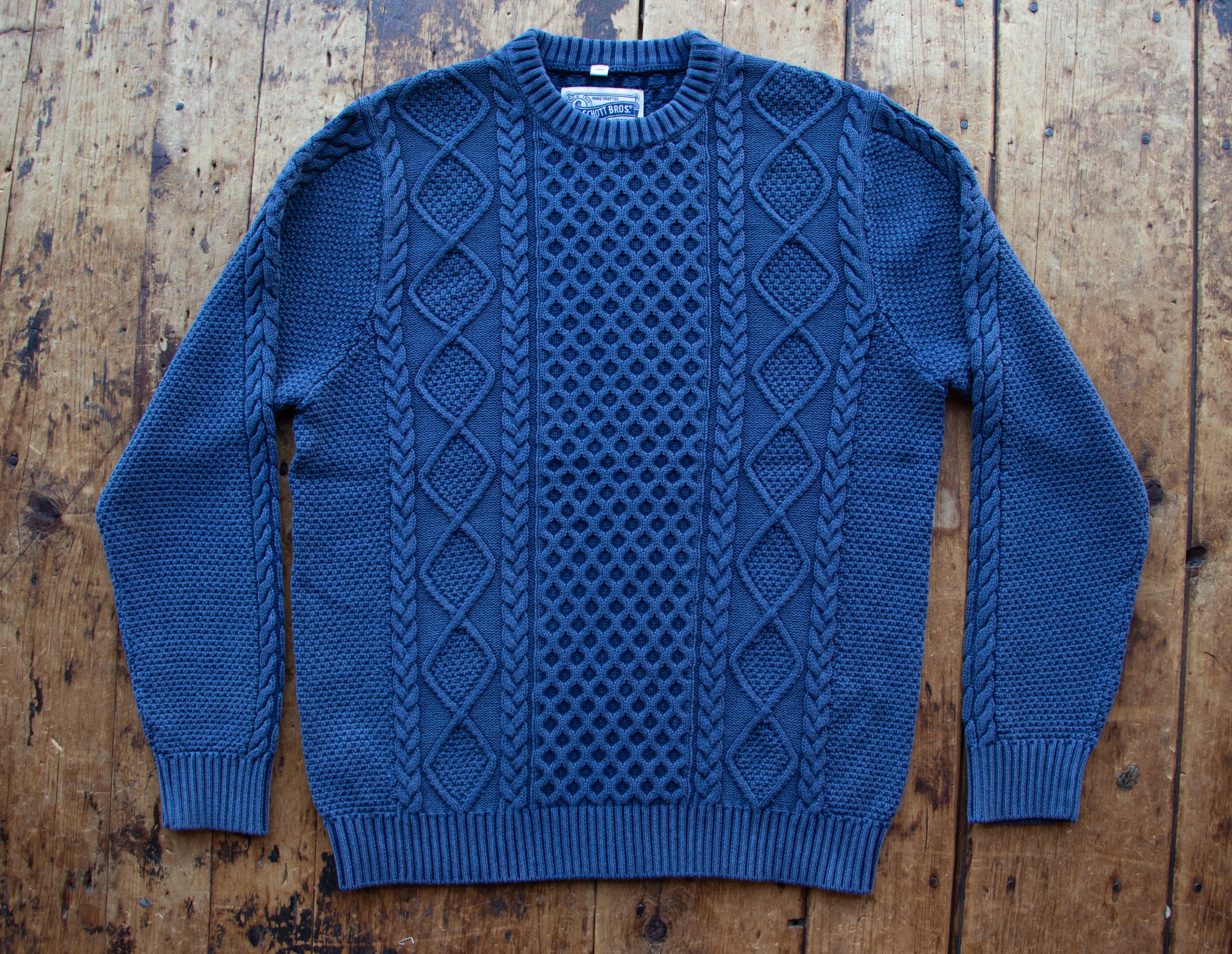 SW2415 - Stonewashed Cotton Cable Knit Sweater – Schott N.Y.C.