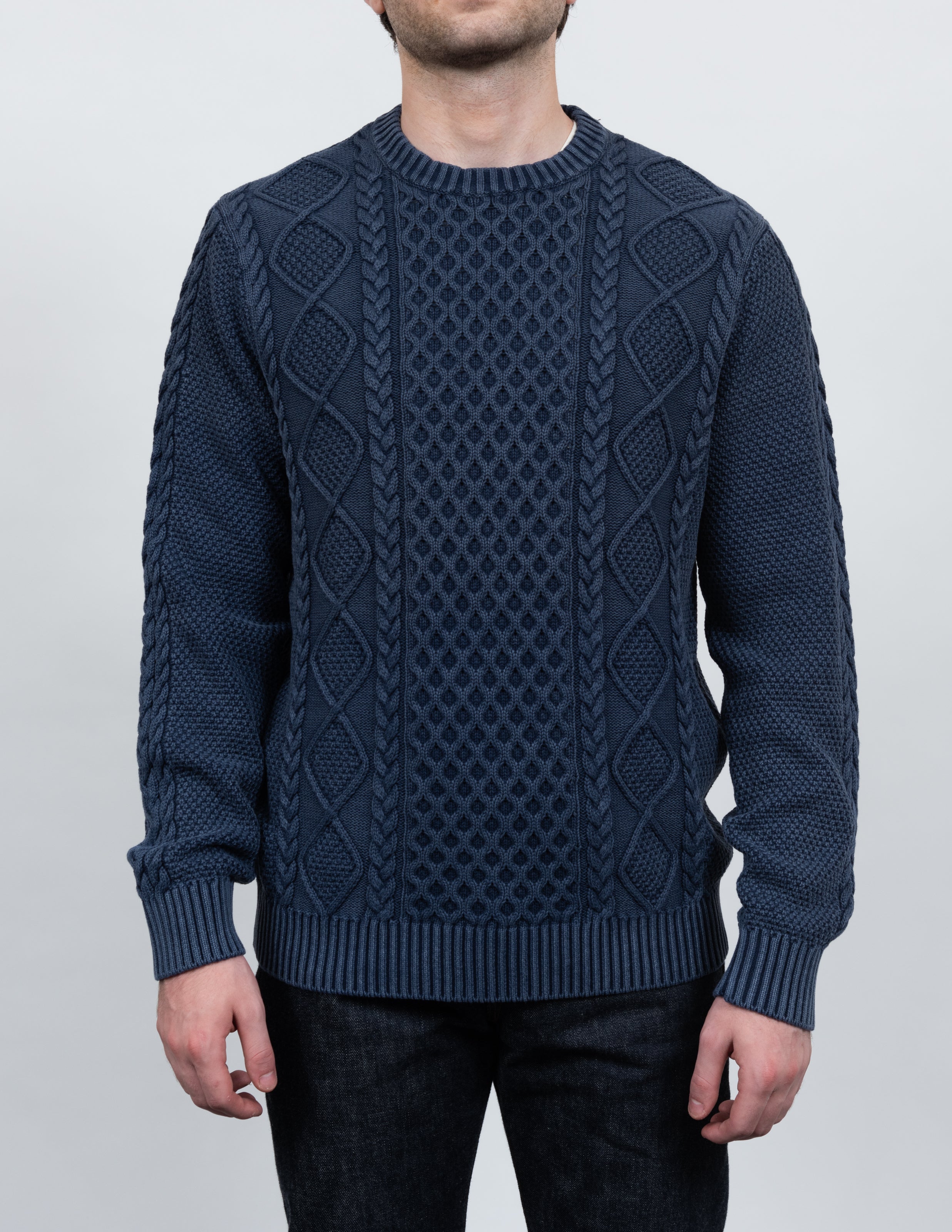 SW2415 - Stonewashed Cotton Cable Knit Sweater – Schott N.Y.C.