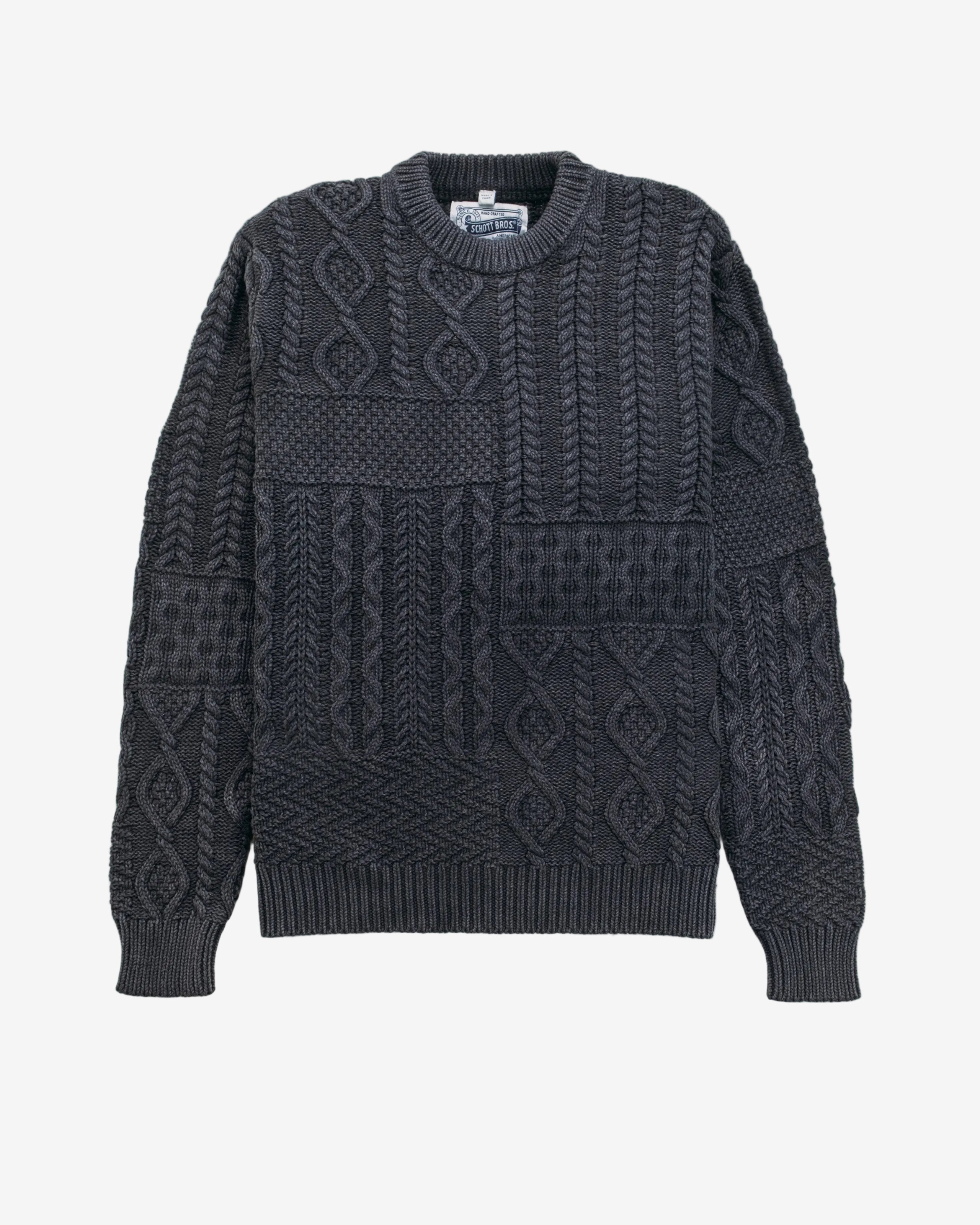 SW2435 - Stonewashed Patchwork 100% Cotton Sweater – Schott N.Y.C.