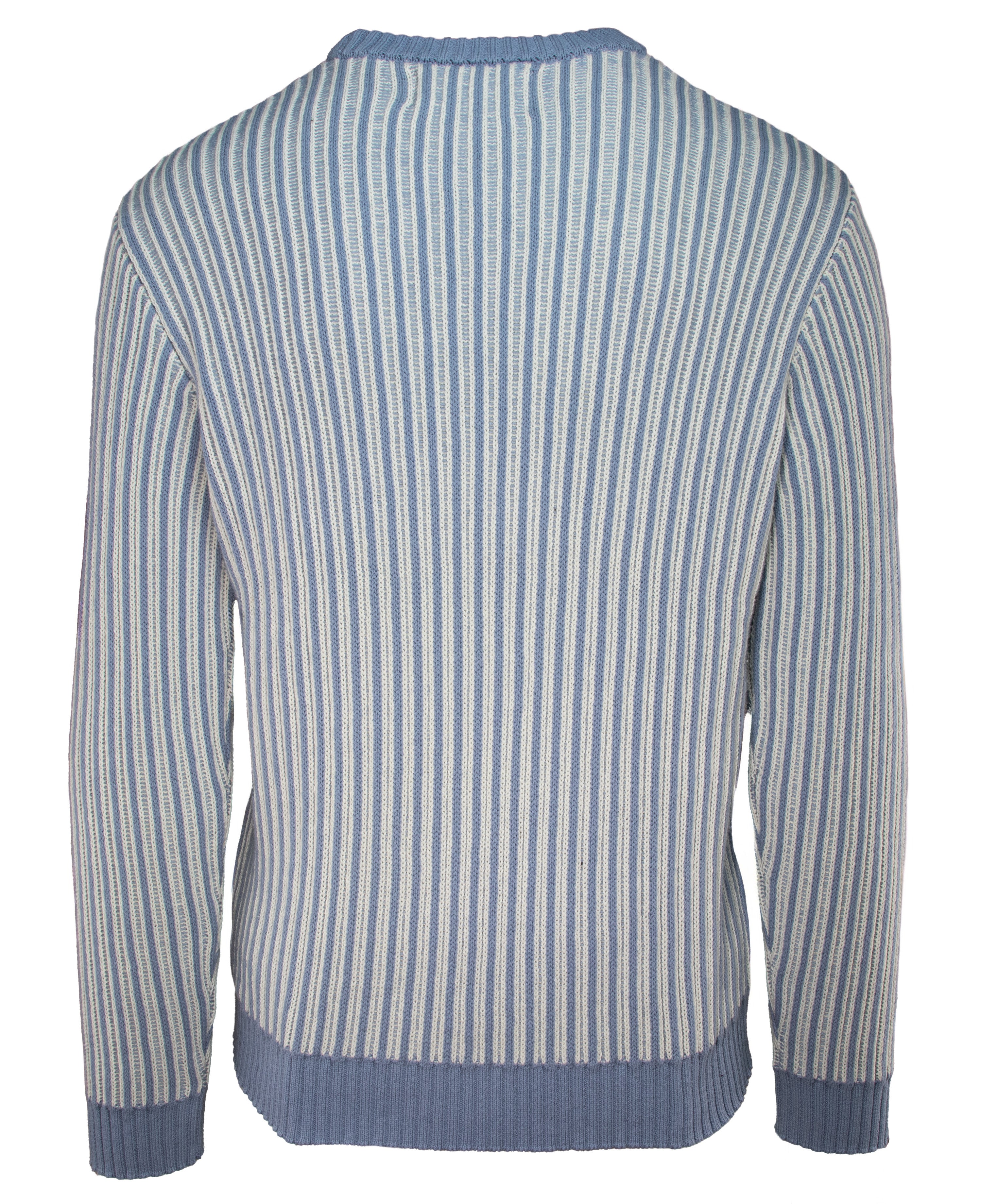 SW2410 - Vertical Striped Cotton Ribbed Knit Crew Neck Sweater