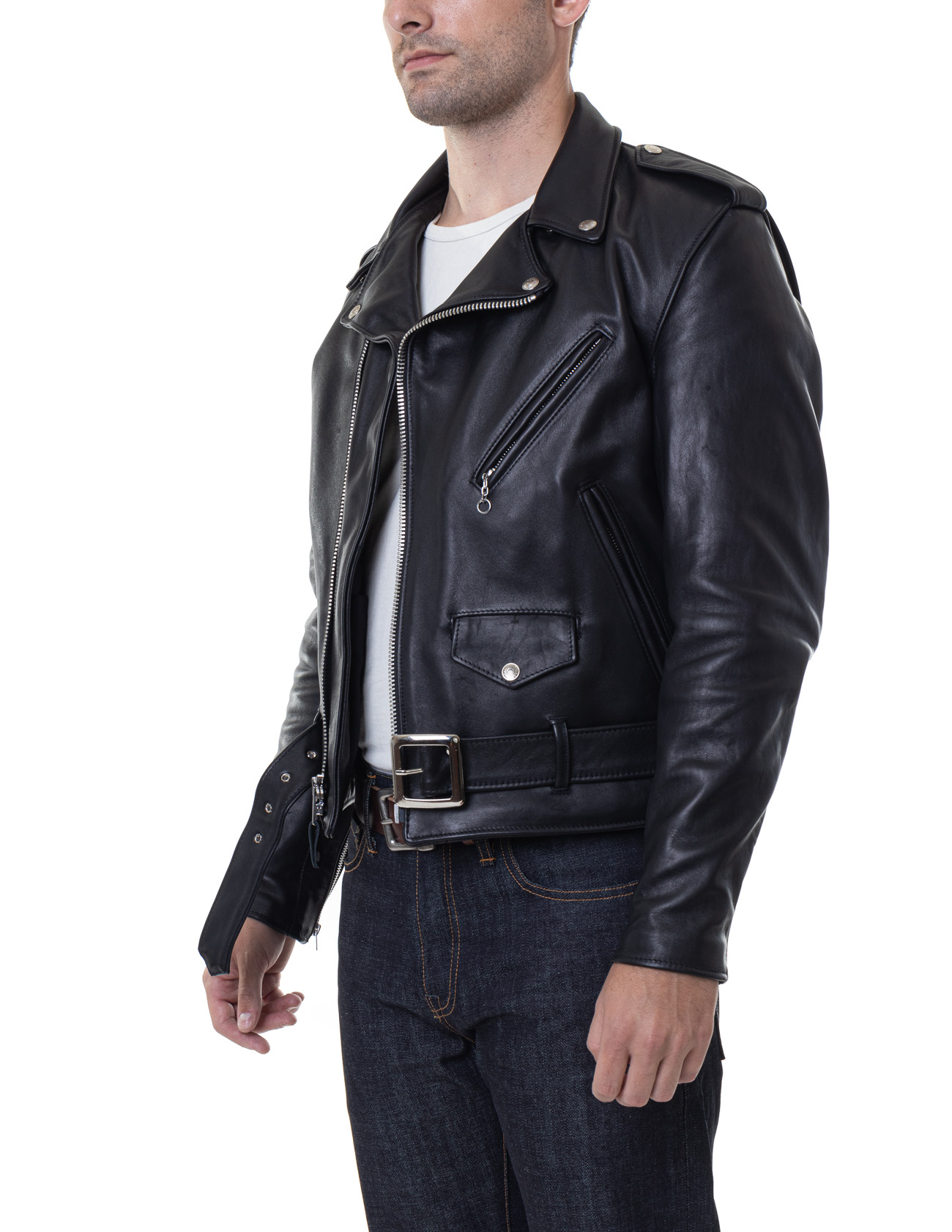 Mens Classic Leather Motorcycle Jacket